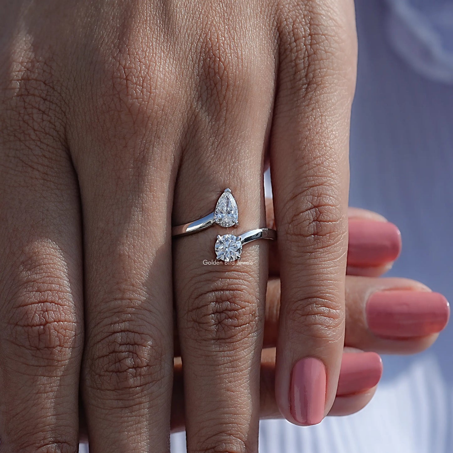 Detailed View Of Round Open Cuff Lab Diamond Ring