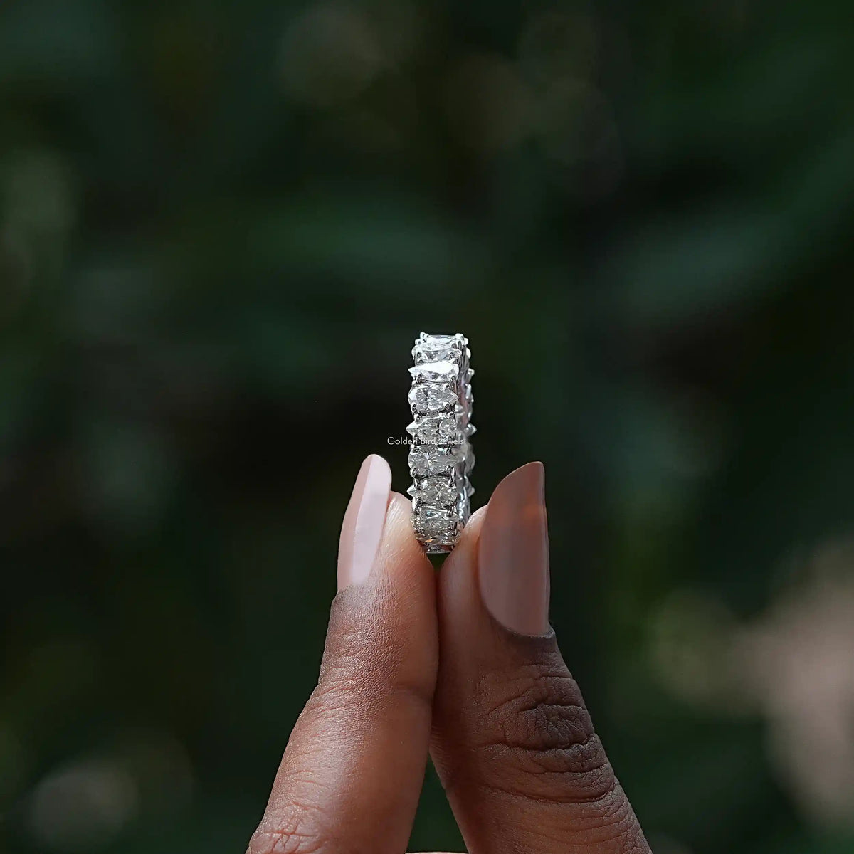 Pear Cut Full Eternity Moissanite Band For Women