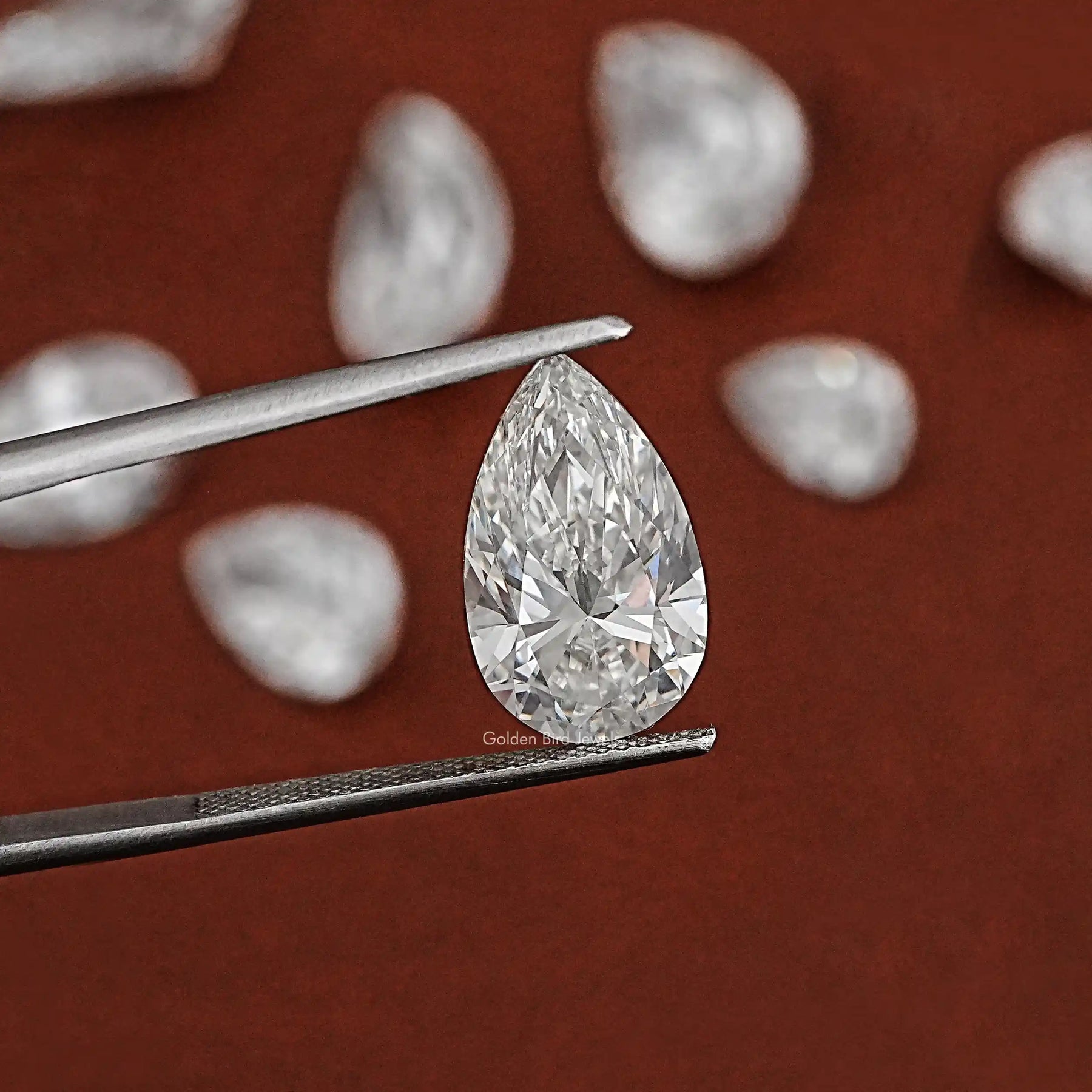 Front View Of Pear Lab Grown Diamond In White