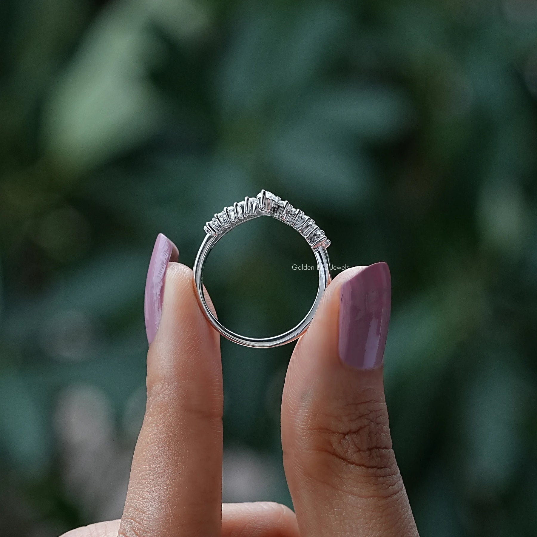 Pear Shaped Lab Diamond Chevron Wedding Band