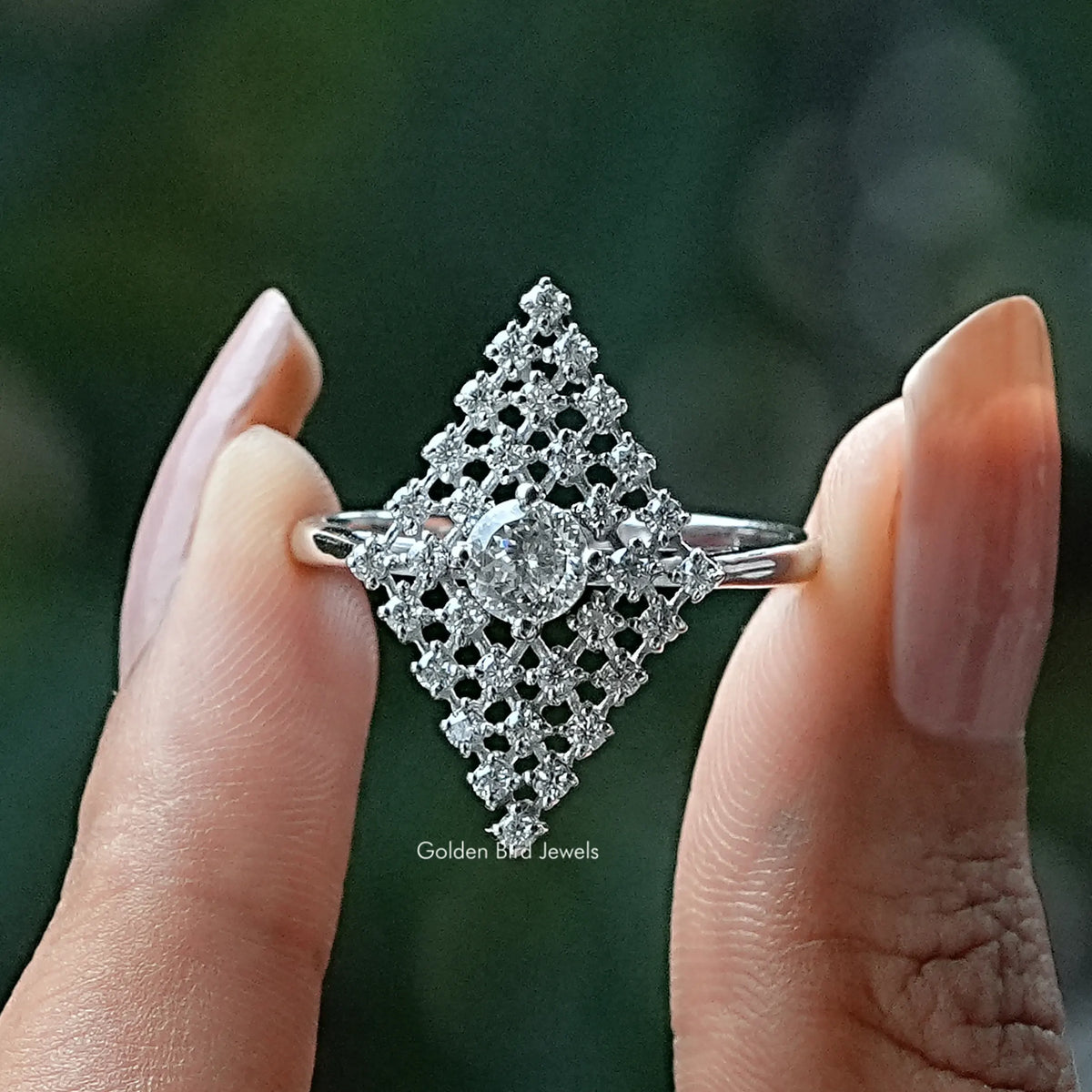 Portuguese Cut Moissanite Wedding Ring