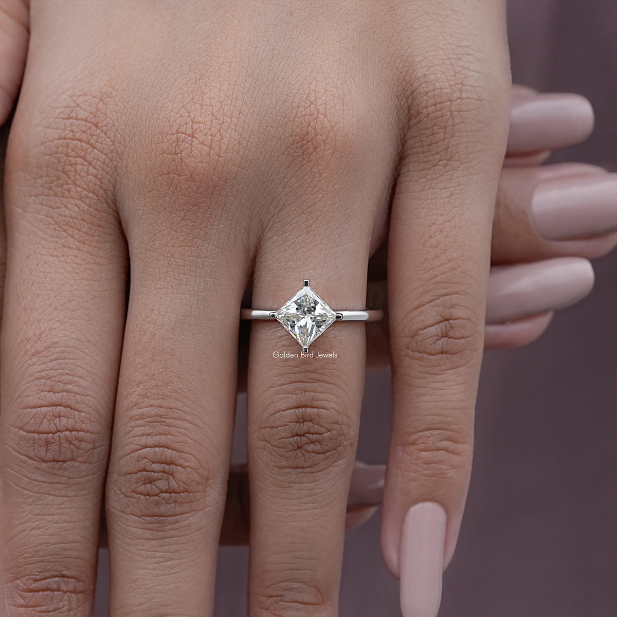 Princess Cut Moissanite Solitaire Engagement Ring