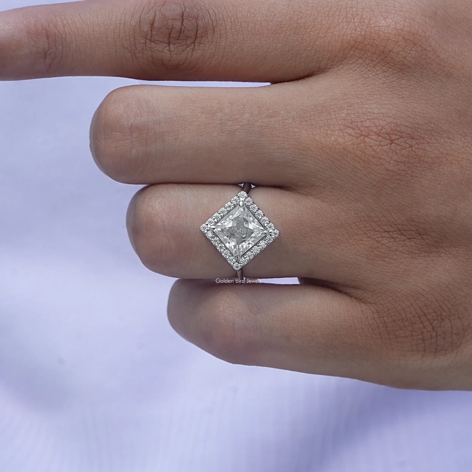 Top view of Lab Diamond Princess Cut Ring for women 's wear