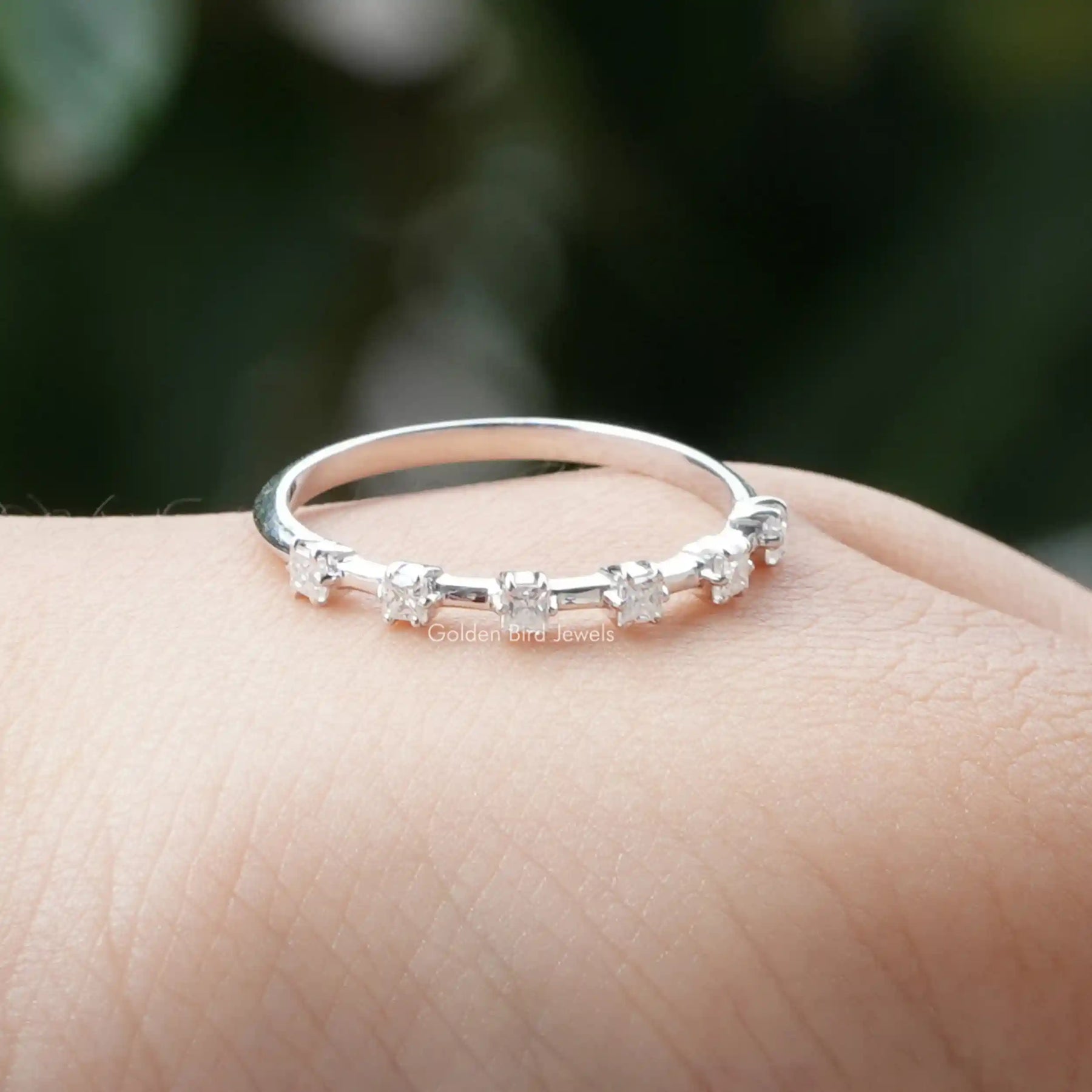 View of Half Eternity Princess Cut Moissanite Wedding Band