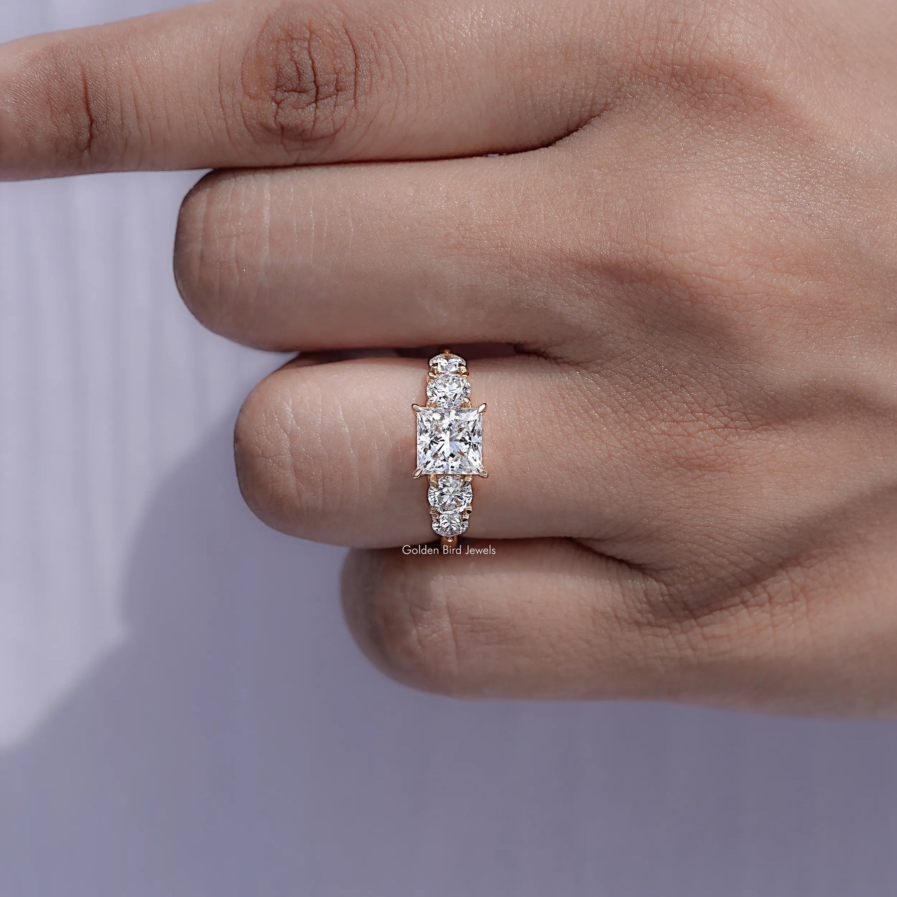 Display view of Princess Lab Diamond Five Stone Ring