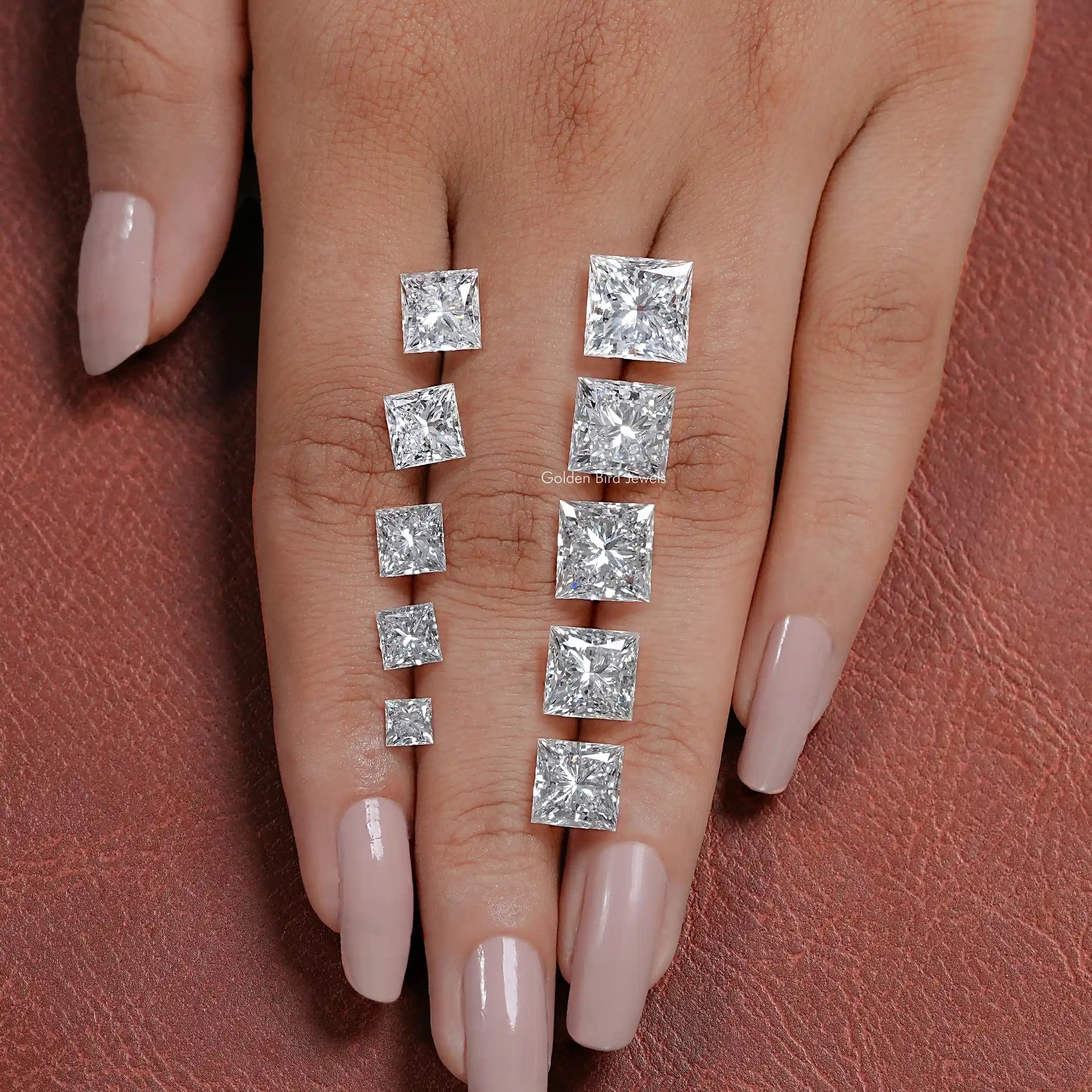 View of Princess Cut Loose Lab Diamond In White