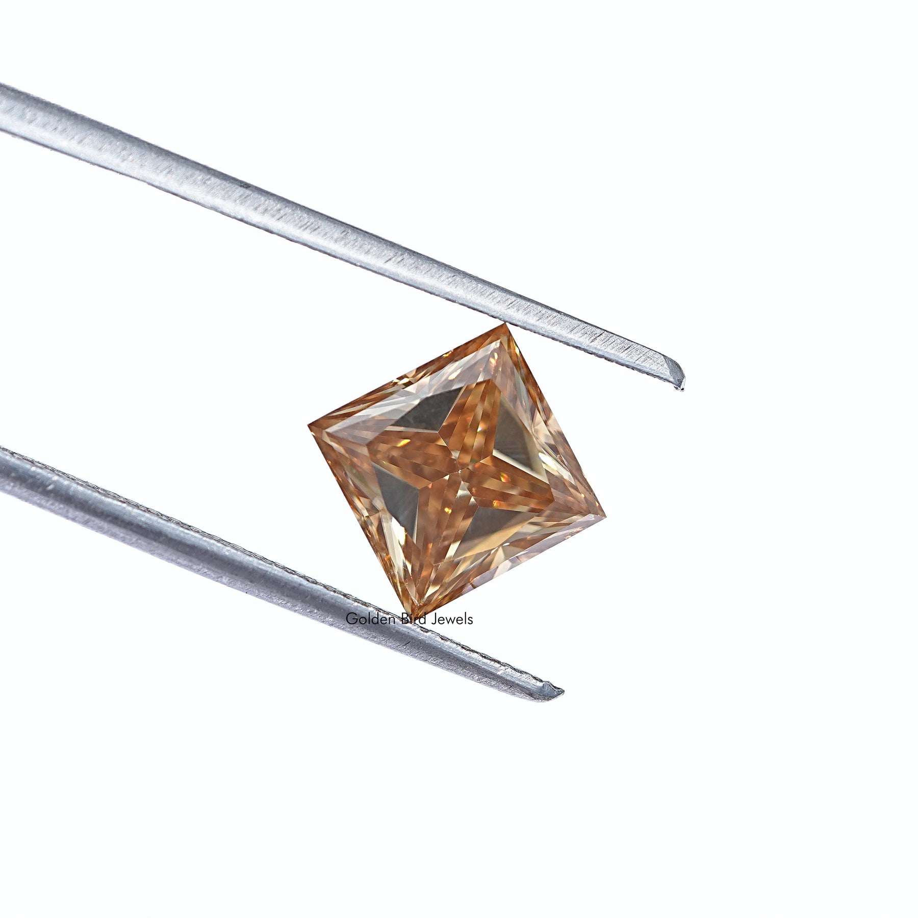 Top View of Orange Princess Cut Loose Moissanite