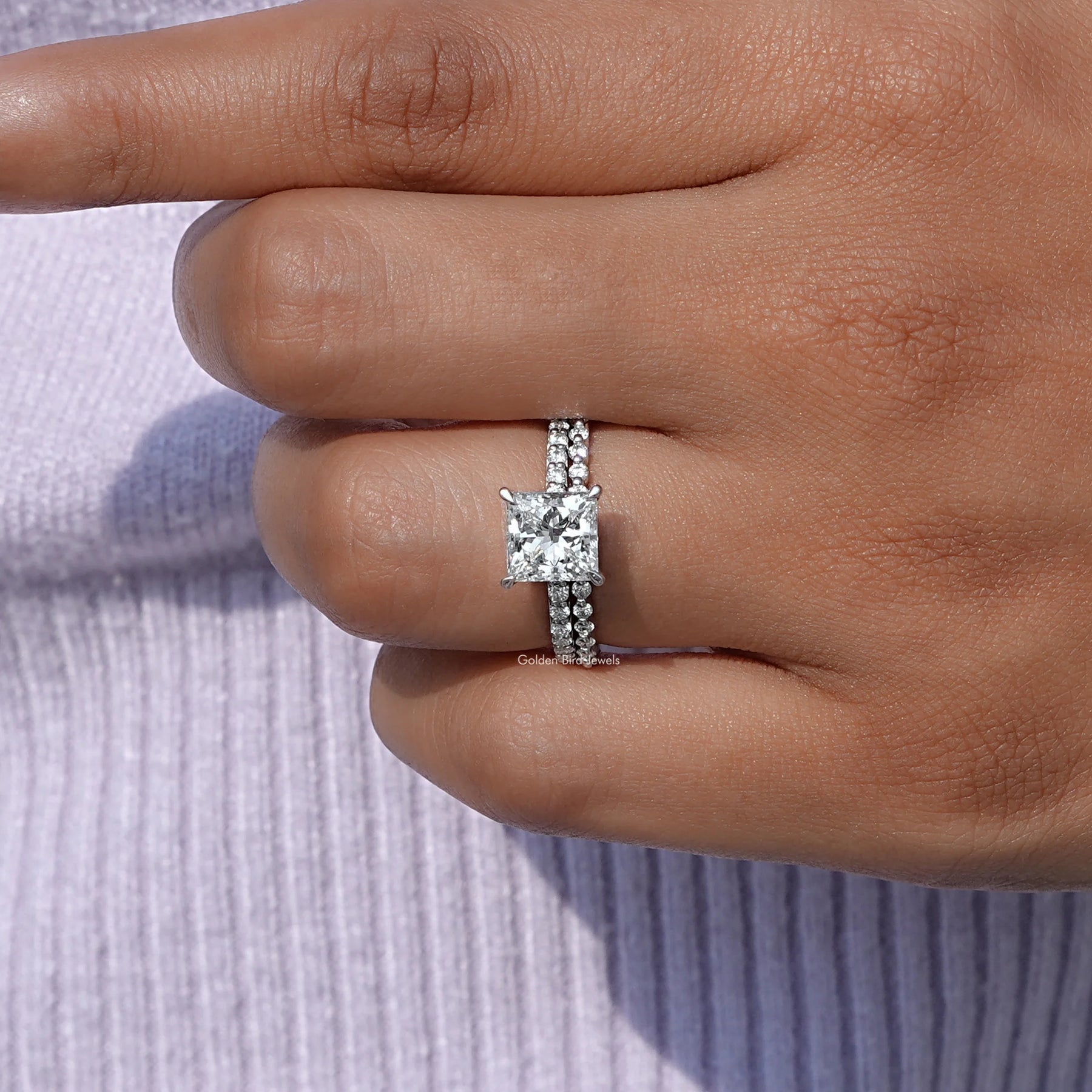 View of A Princess Cut Lab Grown Diamond Ring