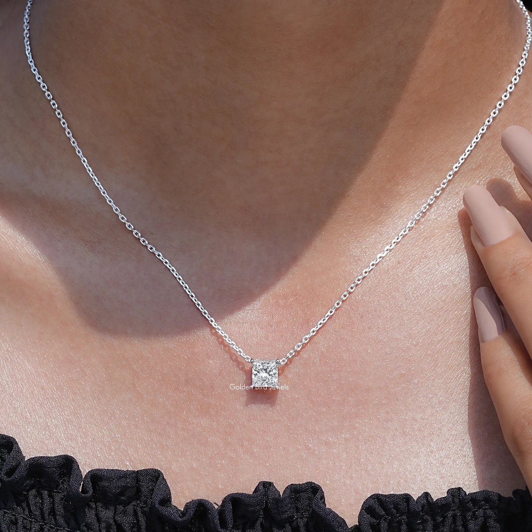 View of lab diamond pendant for women