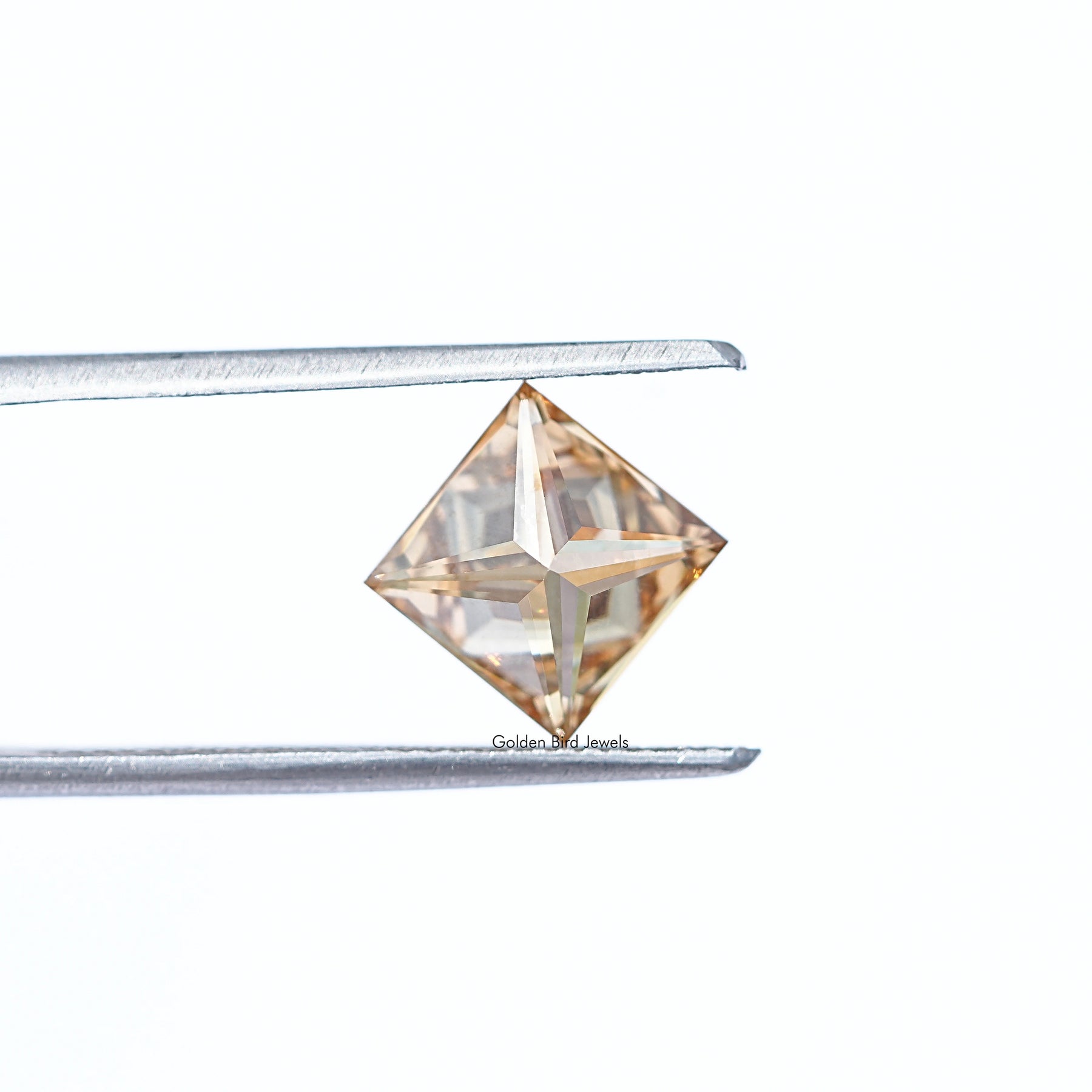 Back View Of Orange Princess Cut Loose Moissanite Stone