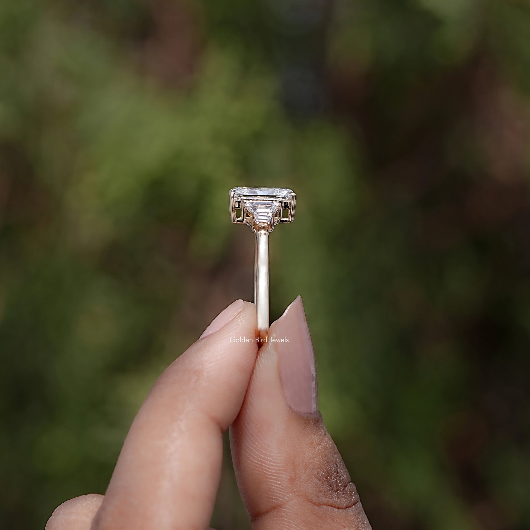 Radiant And Step Cut Trapezoid Lab Diamond Ring