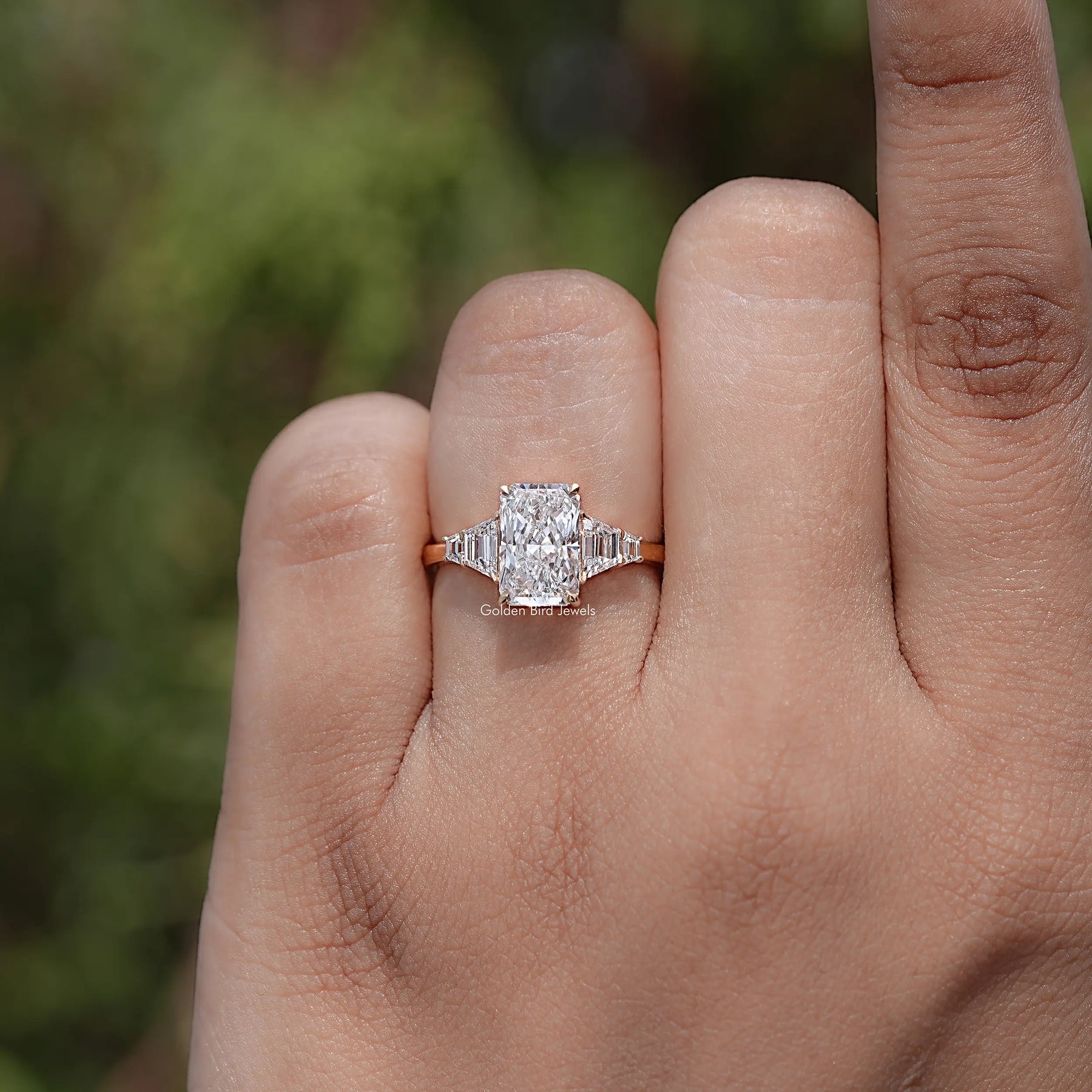 Radiant And Step Cut Trapezoid Lab Diamond Ring