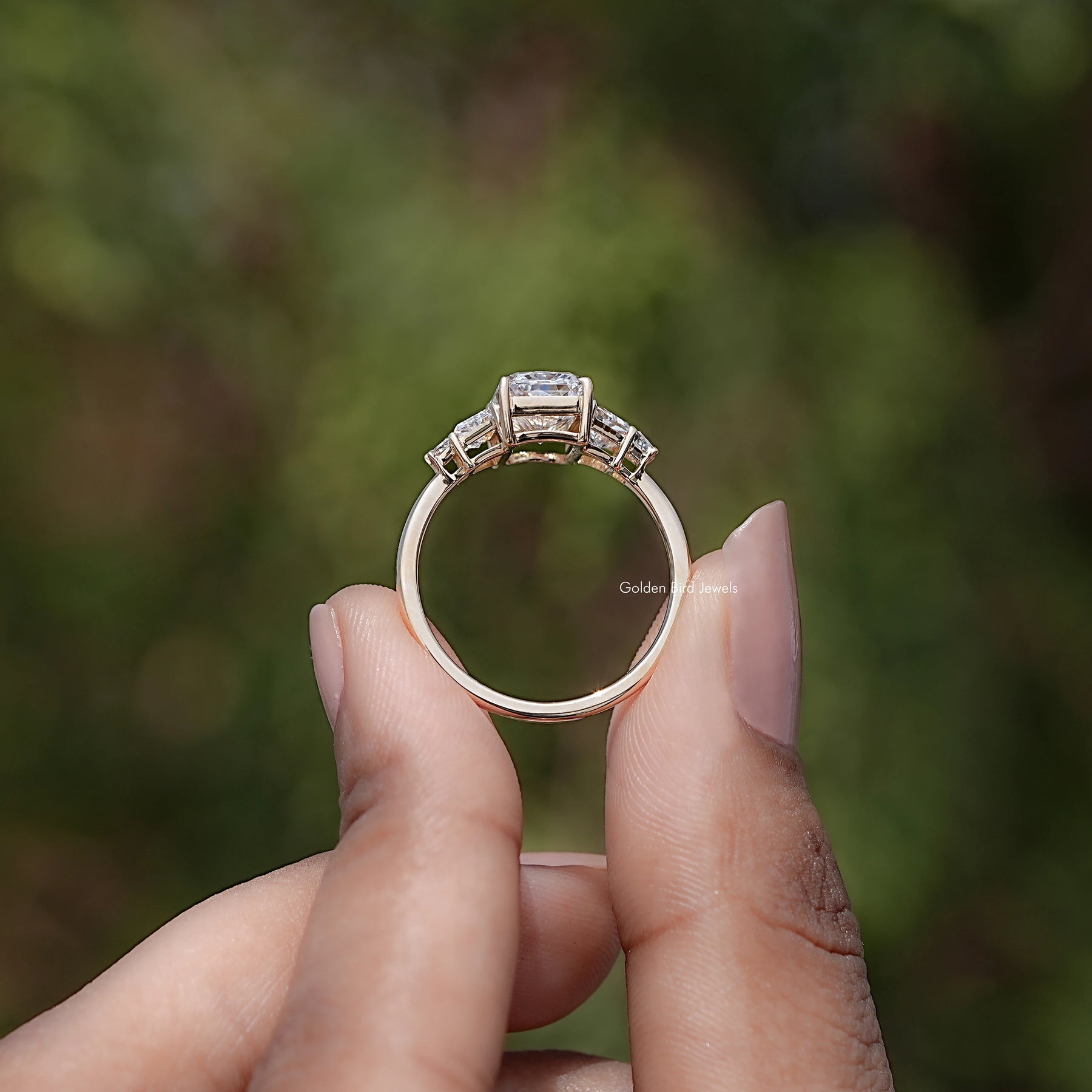Radiant And Step Cut Trapezoid Lab Diamond Ring
