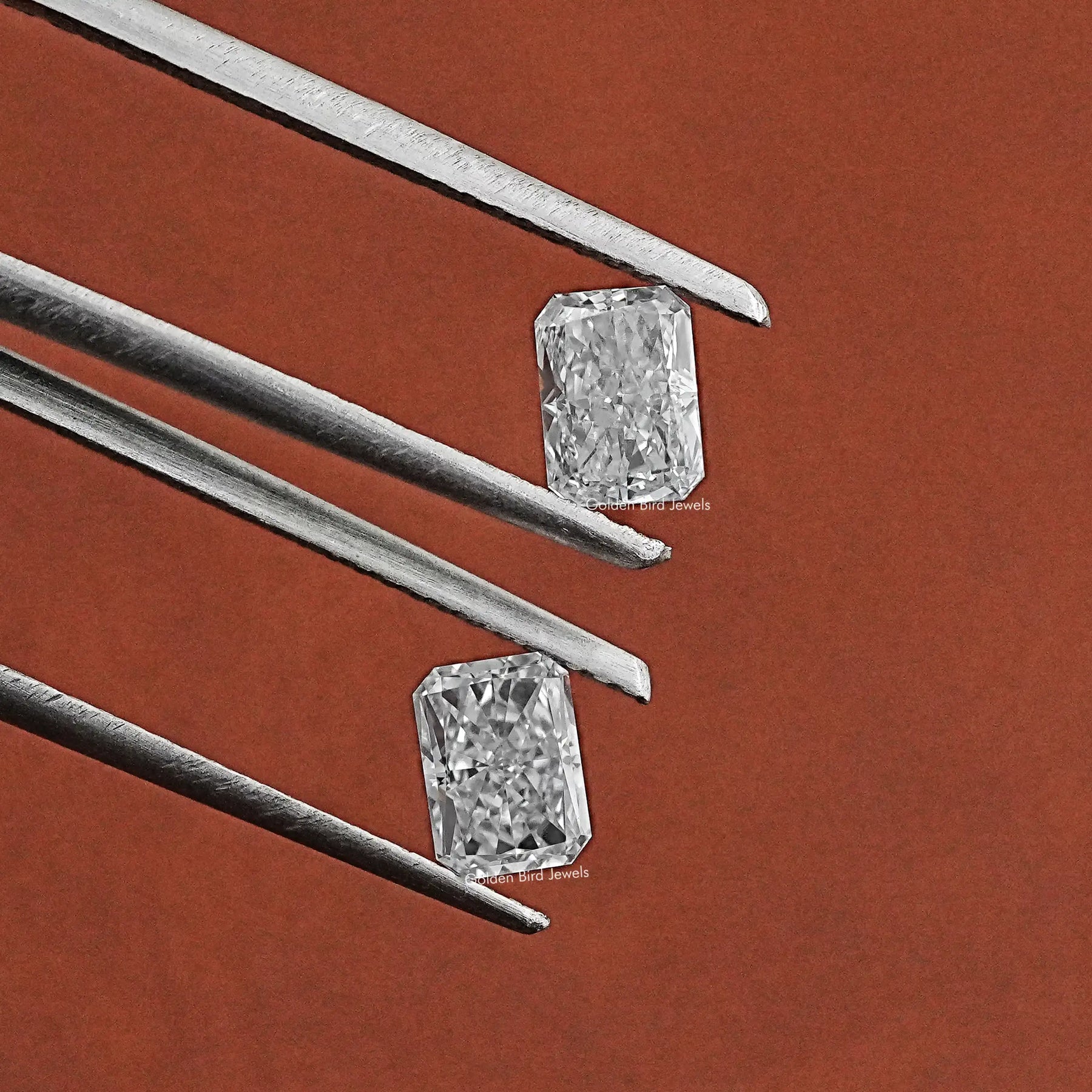 Close-Up View of Radiant Cut Loose Lab Diamond In White