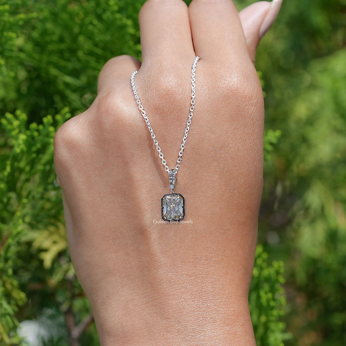 Yellow Radiant Moissanite Solitaire Pendant