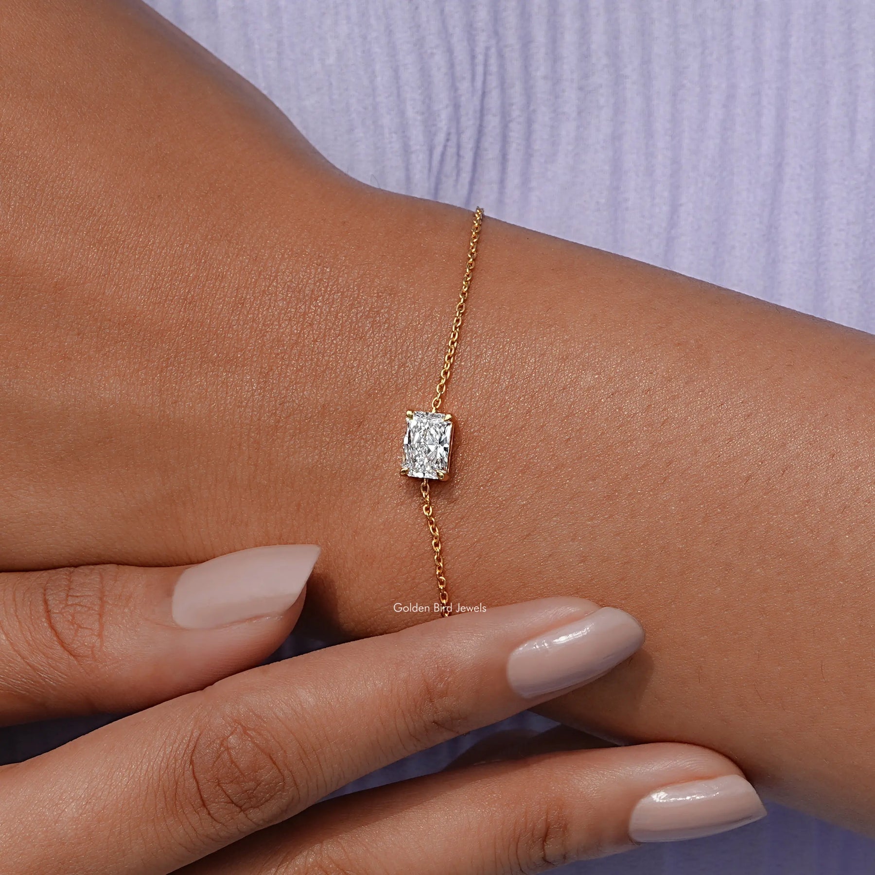 In front view of diamond Radiant Shape Bracelet