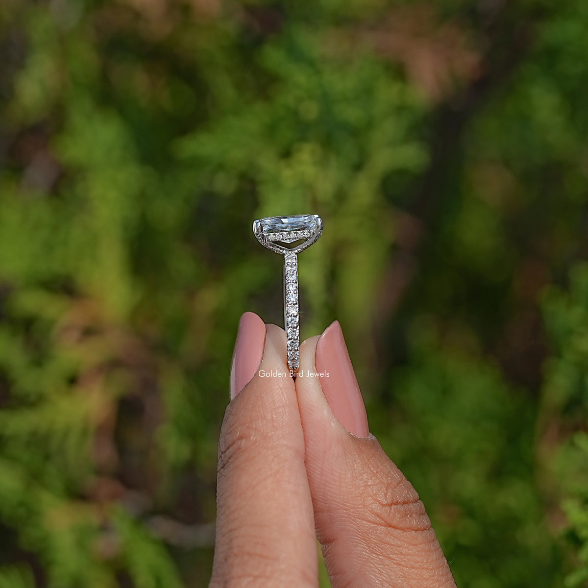 Radiant Shaped Accent Lab Diamond Ring