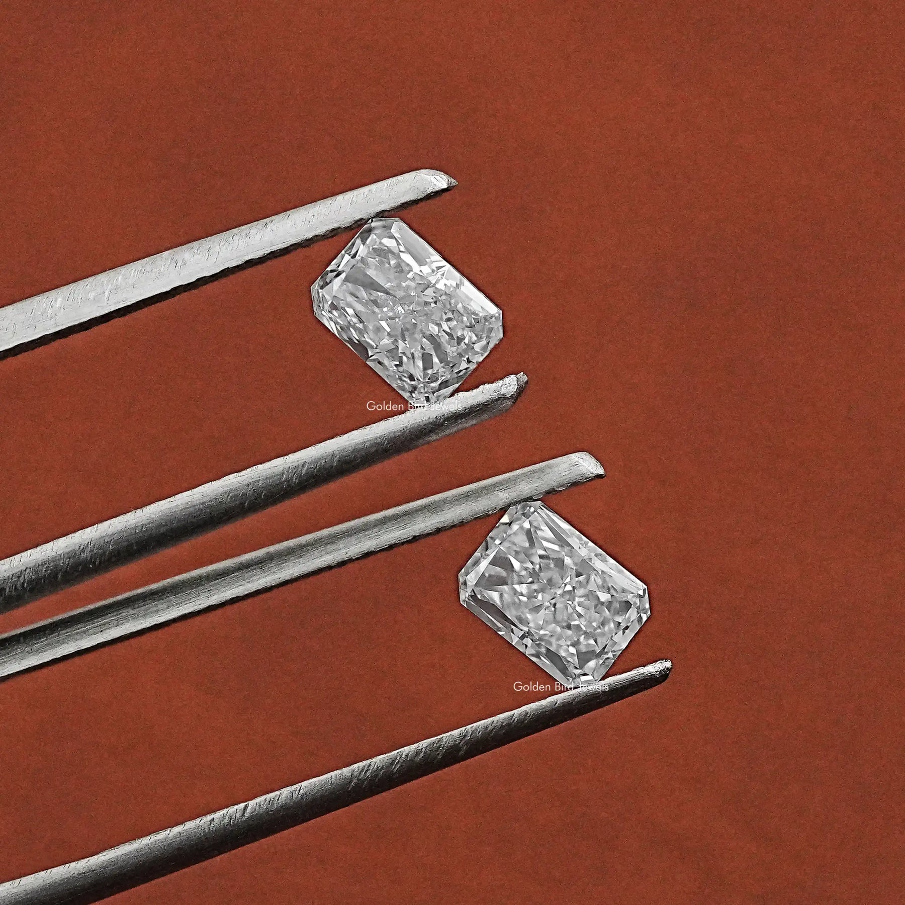 View Of Radiant Cut Loose Diamond Matching Pair In White