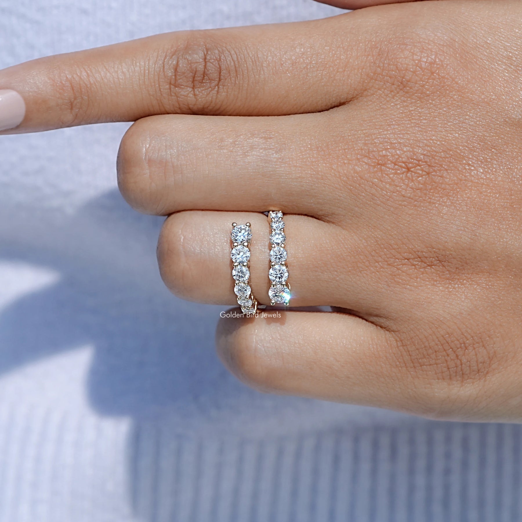 Round Cut Lab Diamond Bypass Wedding Band