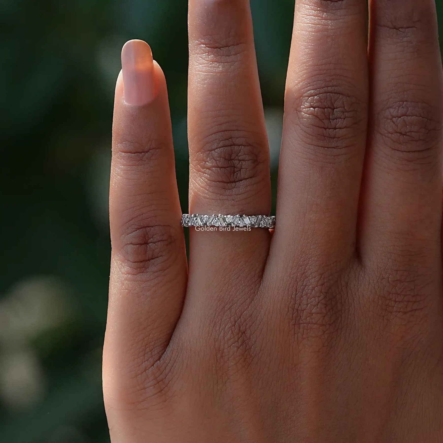 Round And Baguette Lab Diamond Half Eternity Band