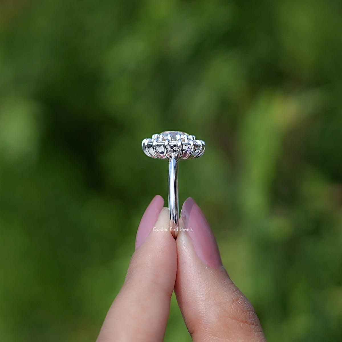 Old European Round Cut Moissanite Halo Bridal Ring