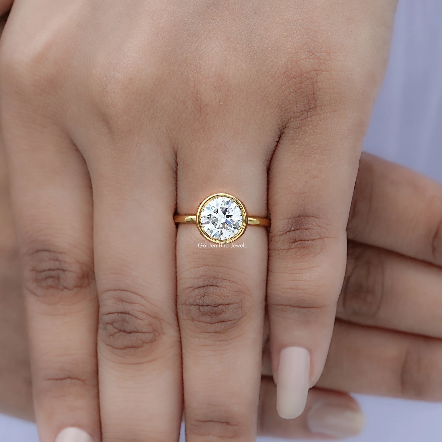 Round Cut Lab Diamond Bezel Set Ring