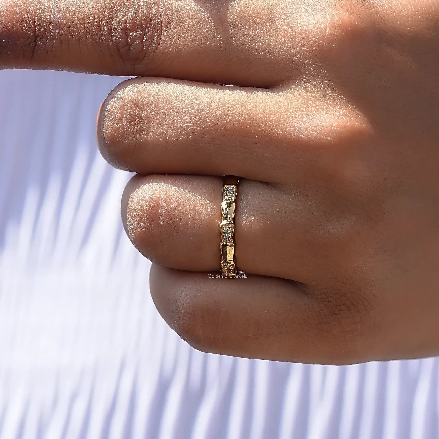 View of Round Cut Lab Diamond Halo Ring in prongs setting