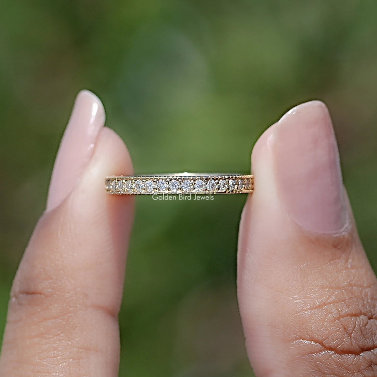 Round Cut Lab Diamond Full Eternity Wedding Band