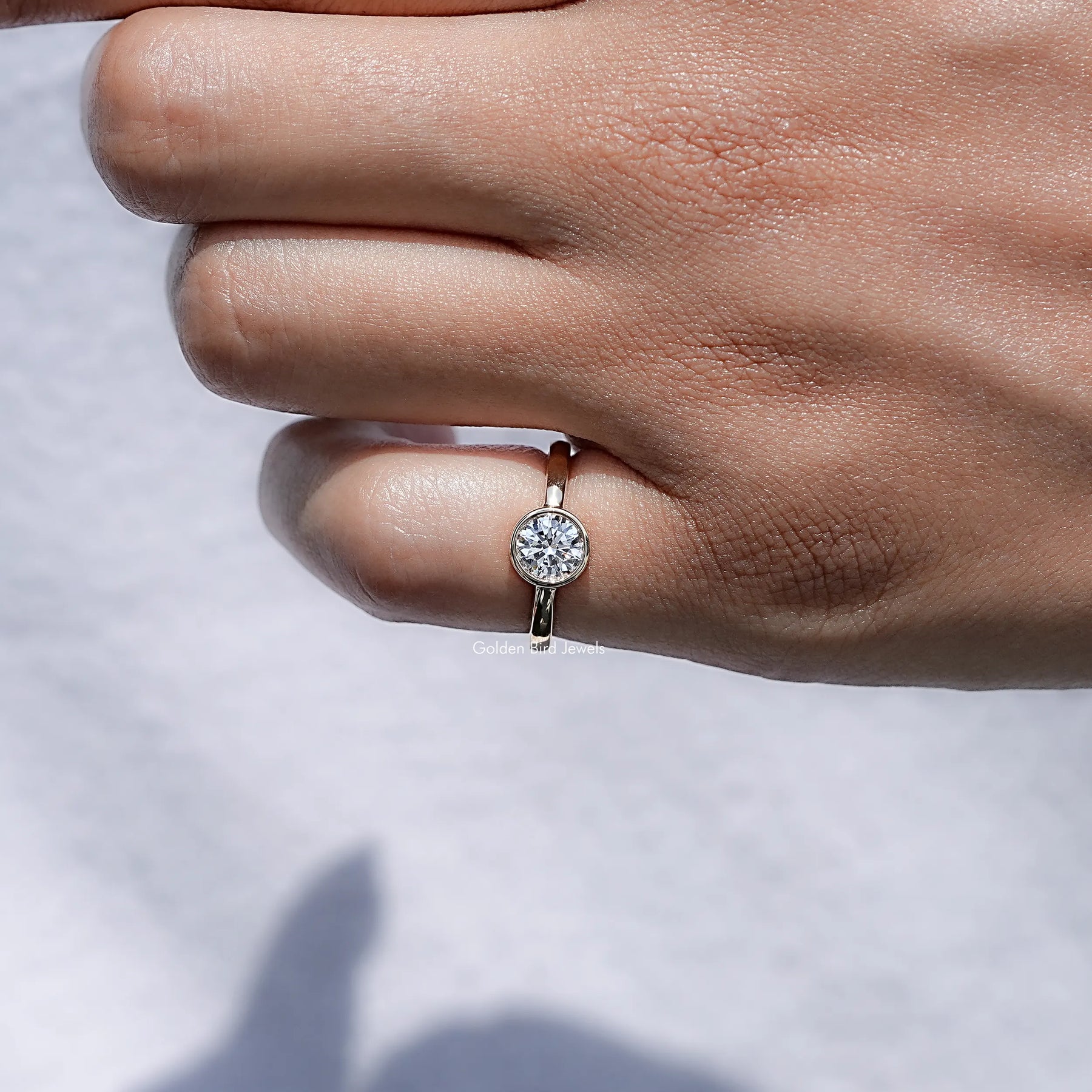 Bezel Set Round Cut Lab Diamond Solitaire Ring