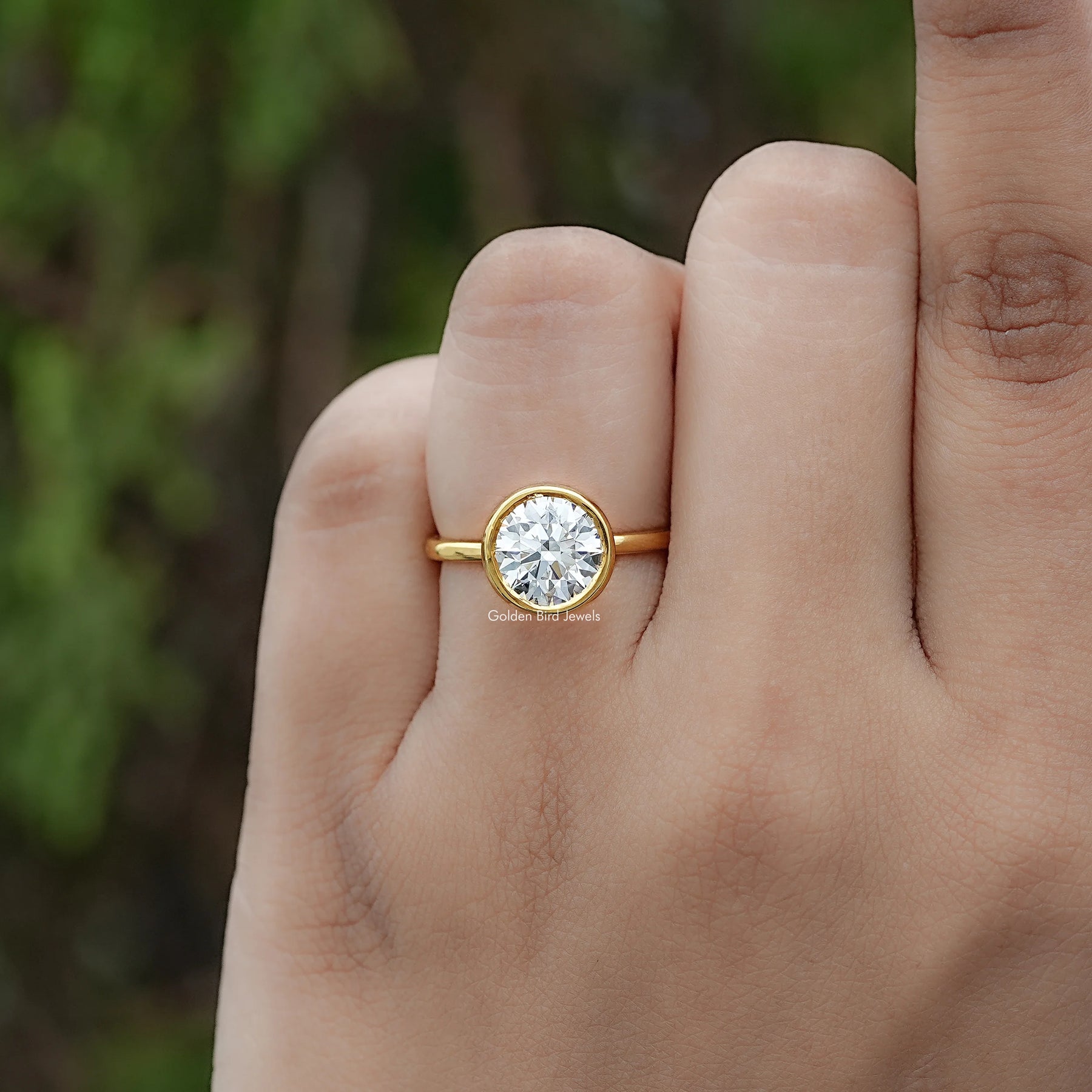 Round Cut Lab Diamond Bezel Set Ring