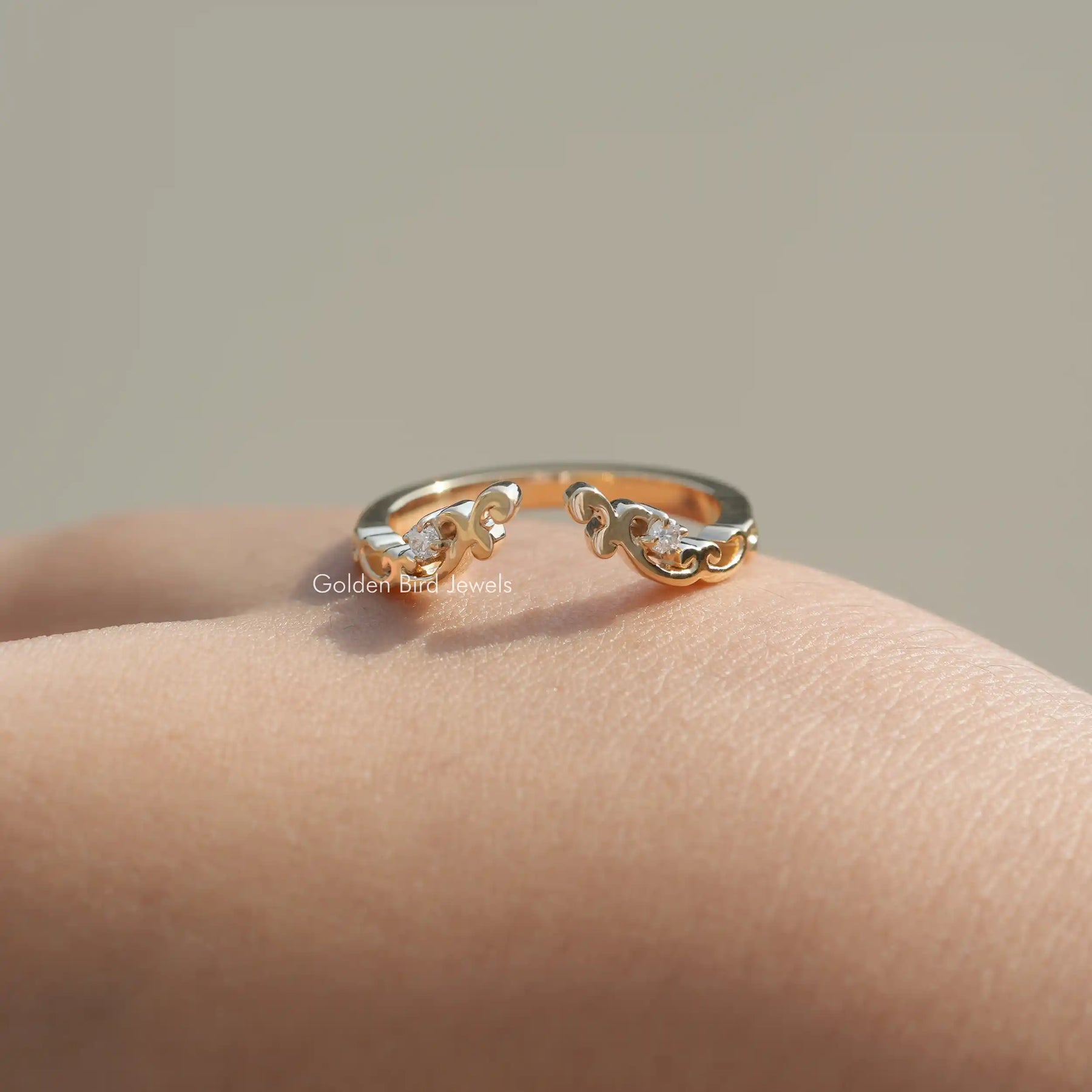 Round Cut Lab Diamond Open Cuff Stacking Band