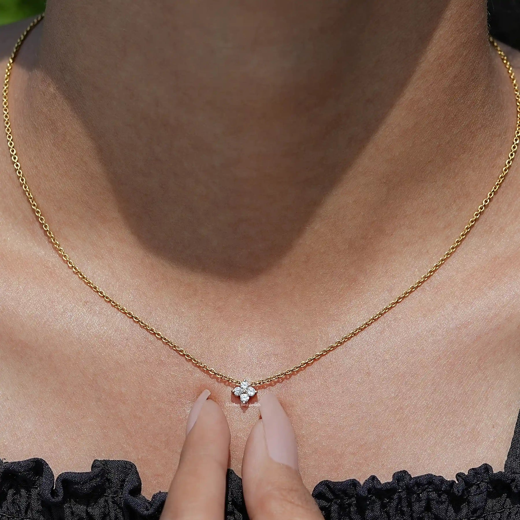 View Of Round Cut Lab Grown Diamond Pendant In Yellow Gold