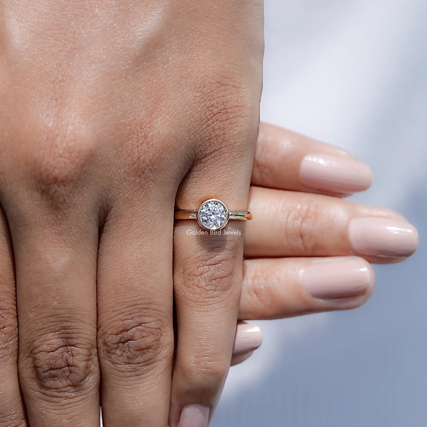 Bezel Set Round Cut Lab Diamond Solitaire Ring