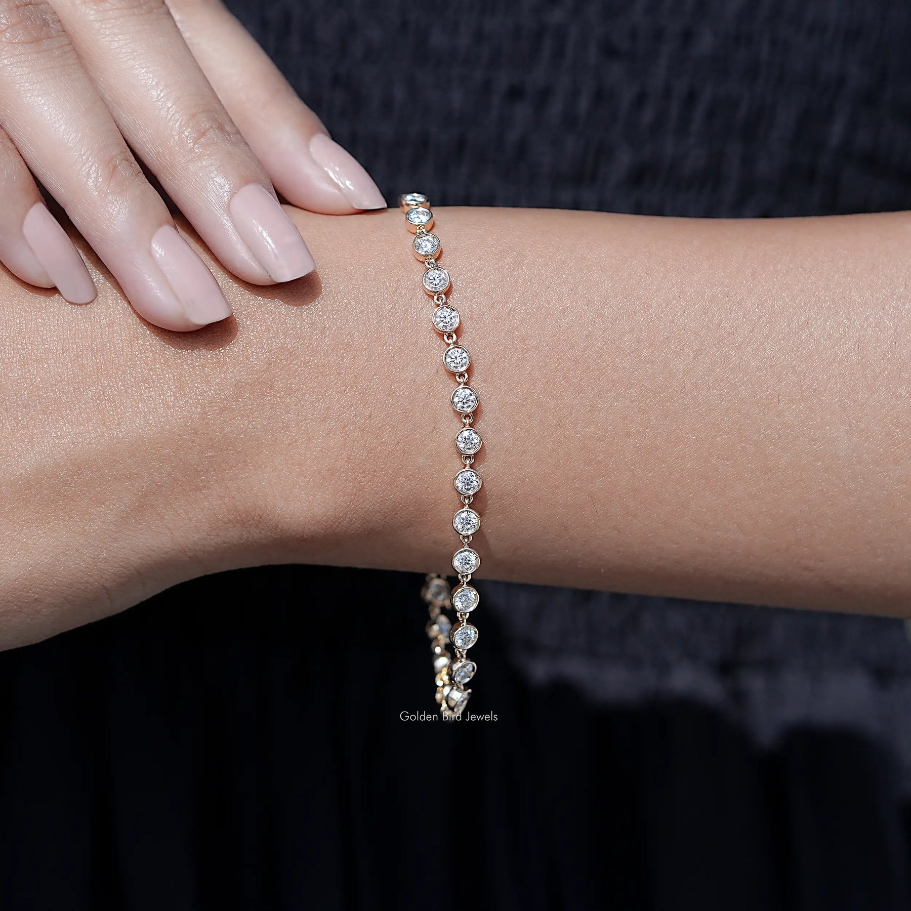 Colorless Round Cut Moissanite Bracelet
