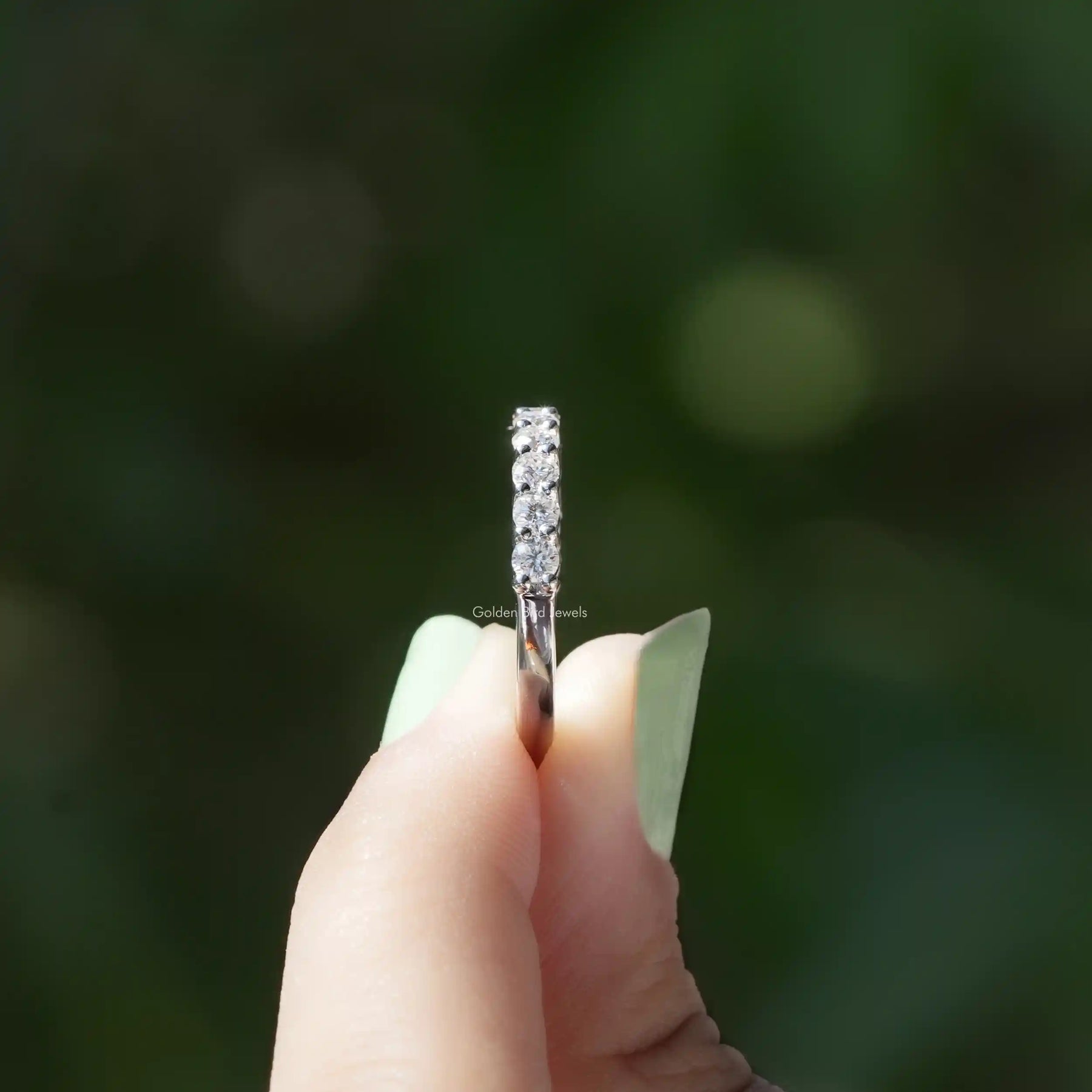 Round Cut Moissanite Half Eternity Band