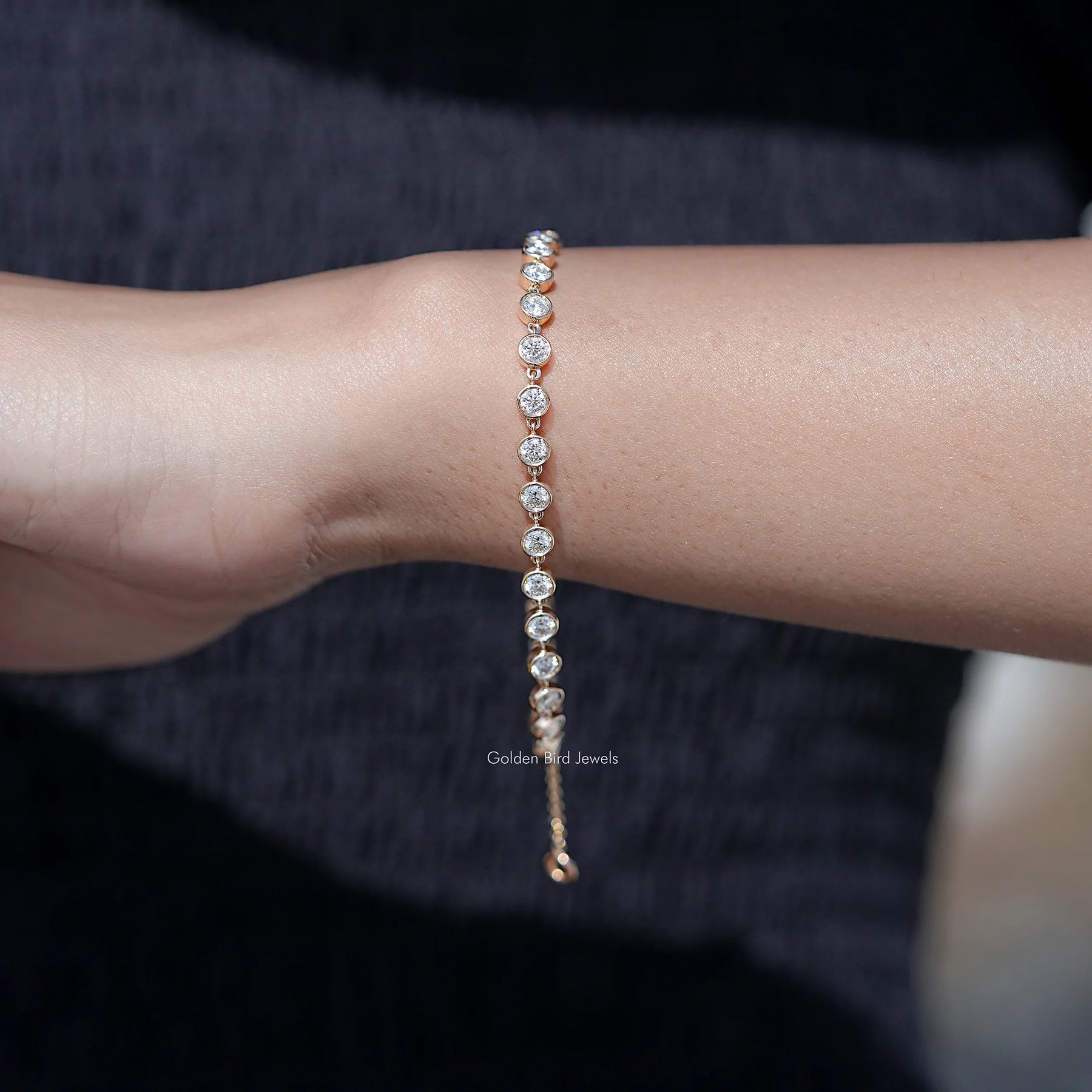 Colorless Round Cut Moissanite Bracelet