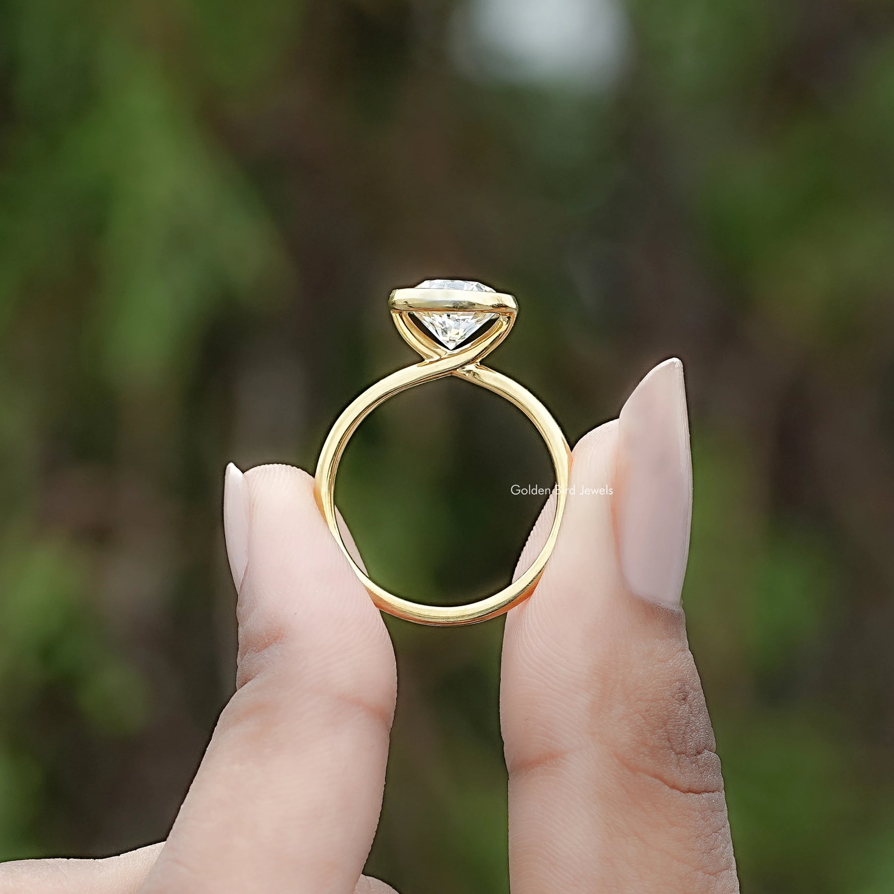Round Cut Lab Diamond Bezel Set Ring