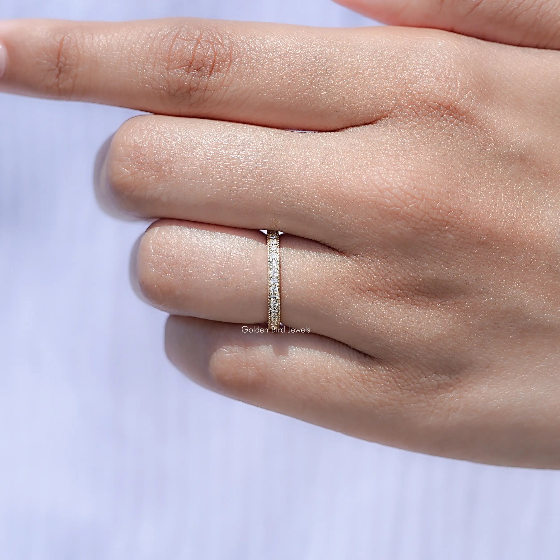 Round Cut Lab Diamond Full Eternity Wedding Band