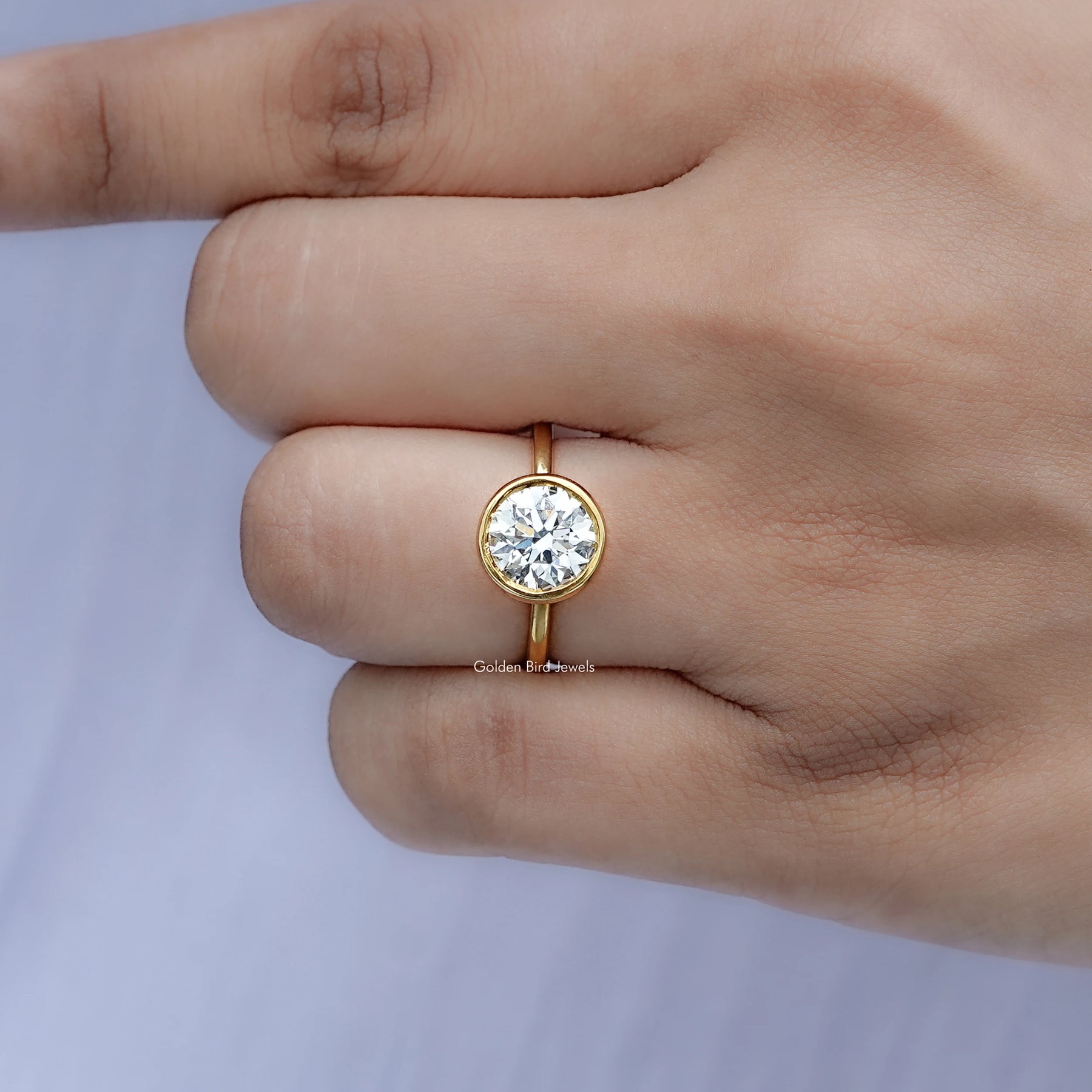 Round Cut Lab Diamond Bezel Set Ring