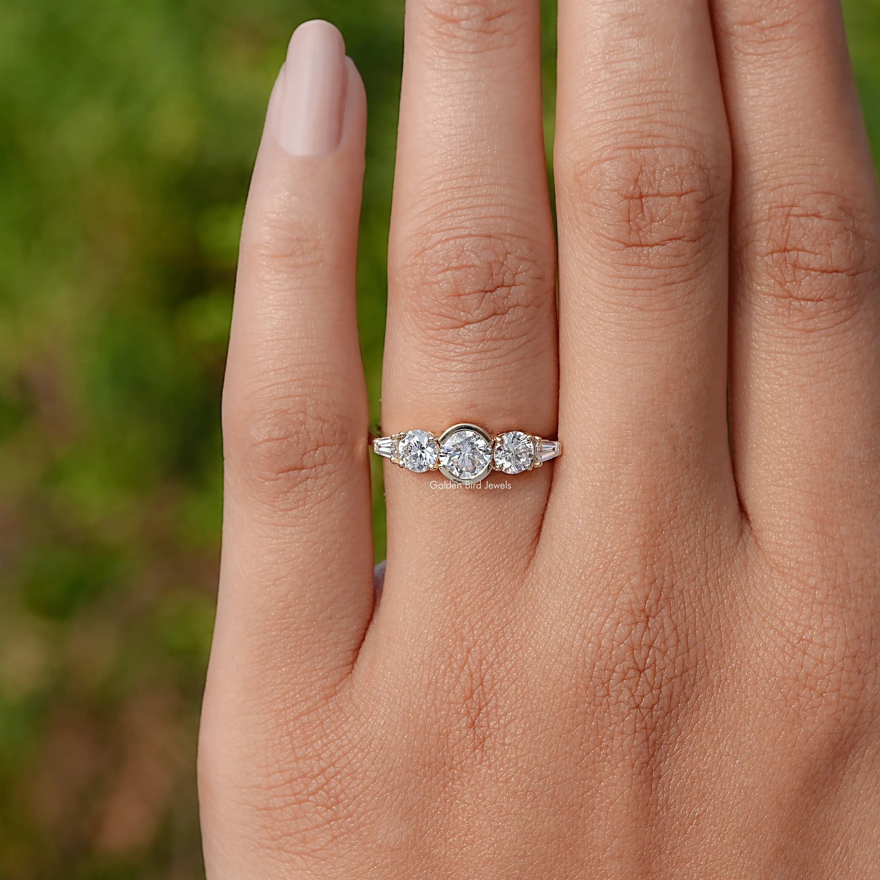 View of Round Cut Lab Grown Diamond Ring In White Gold