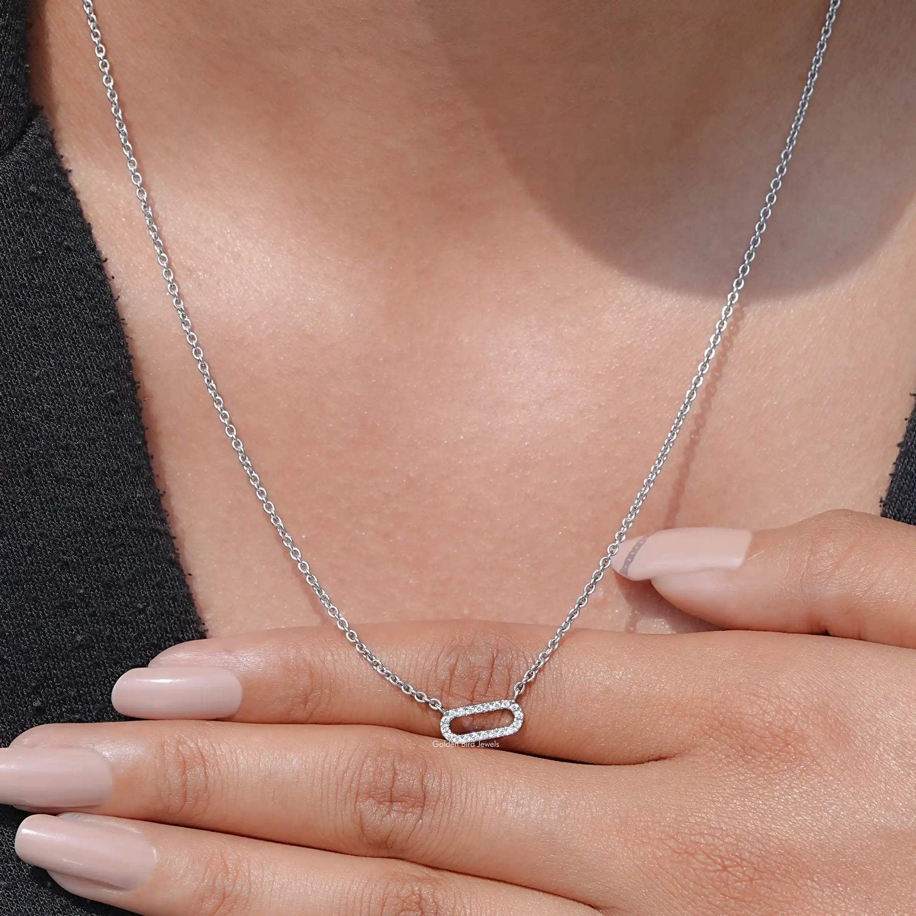 View of Round Cut Lab Grown Diamond Pendant In Wear's of Women's