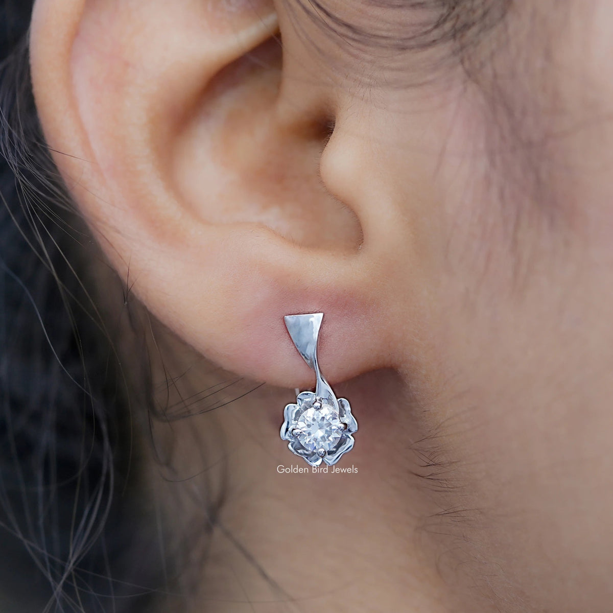 Colorless Round Moissanite Cluster Earrings