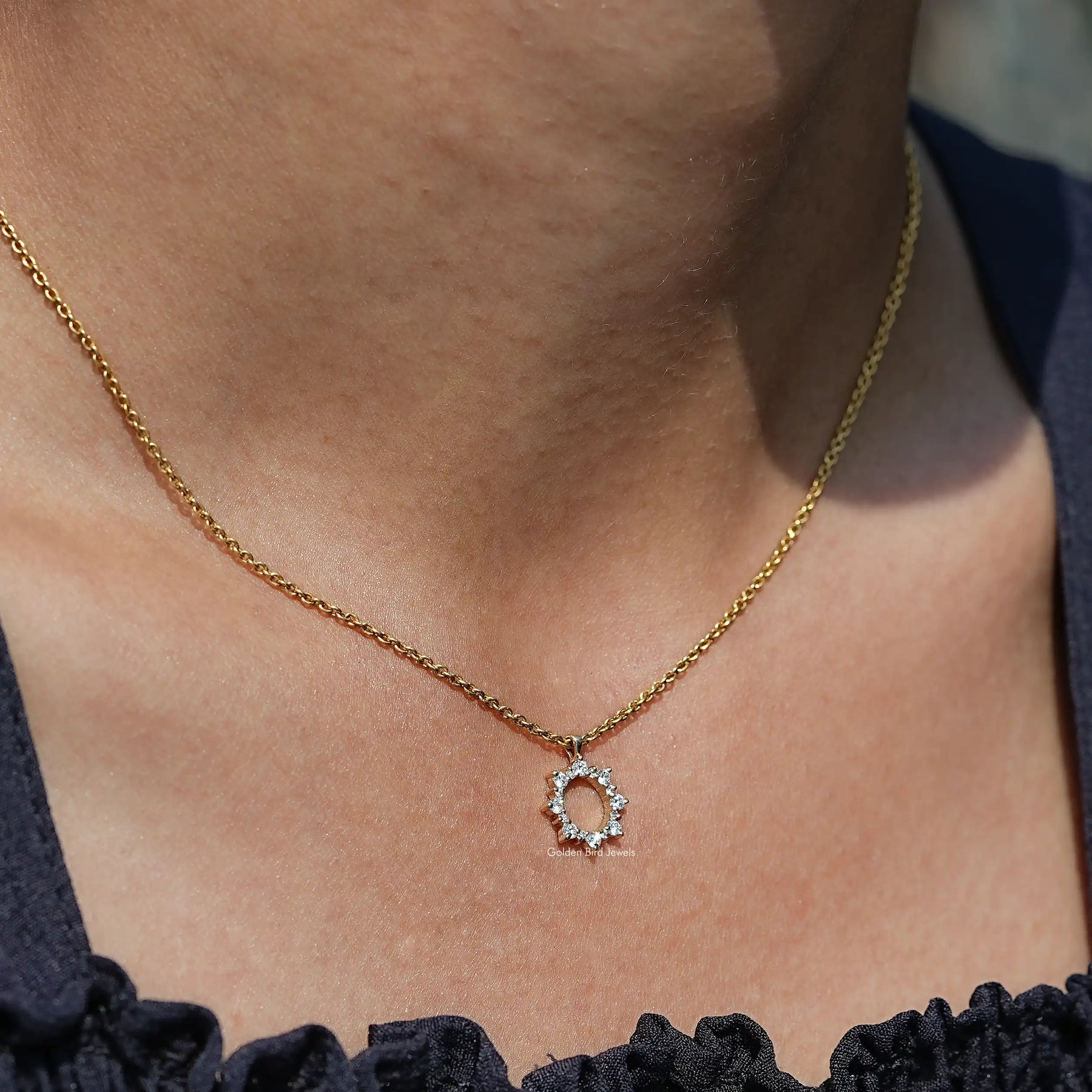 View of Diamond Open Circle Pendant In Wear's of Women's