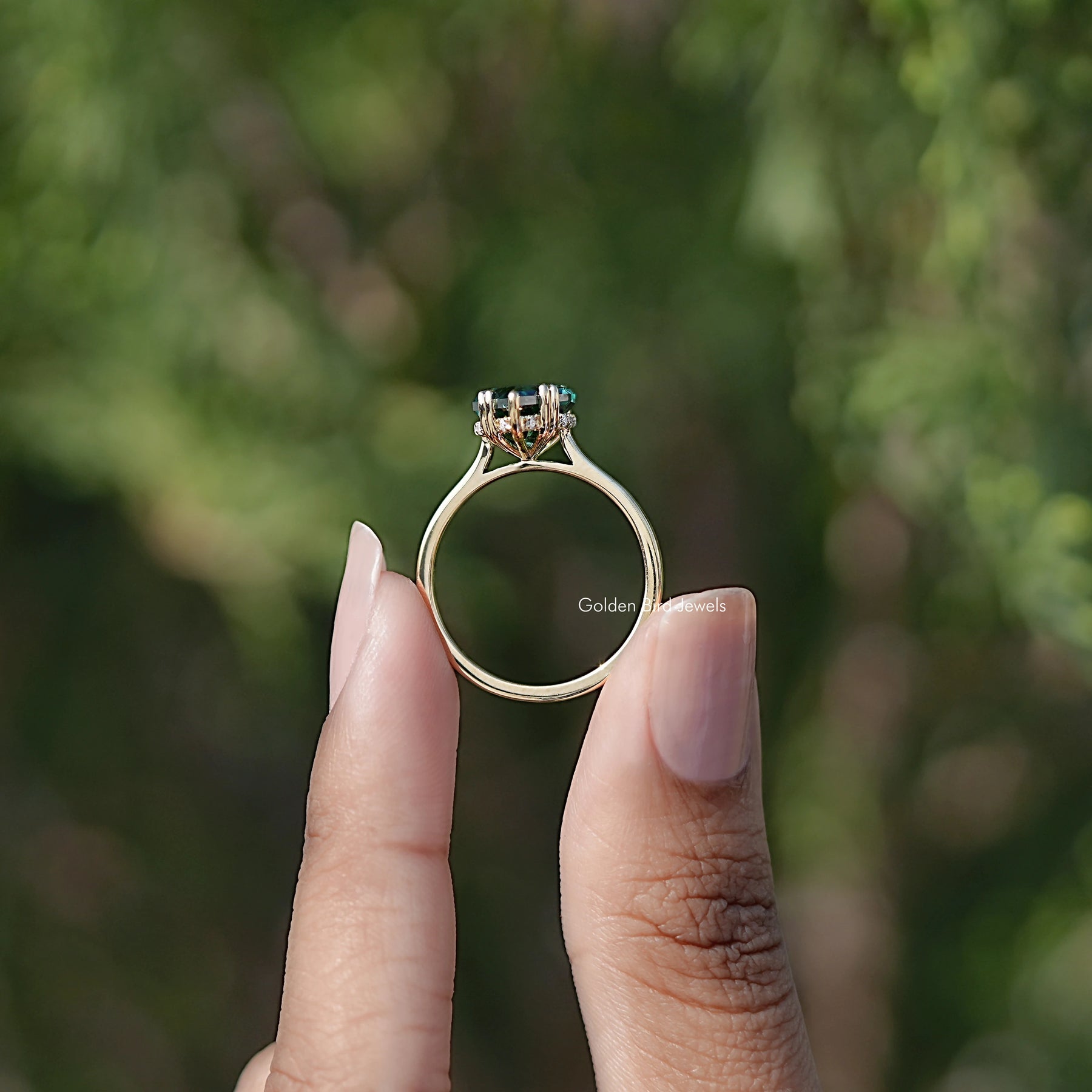 Back view of Step Cut Dutch Marquise Moissanite Solitaire Ring