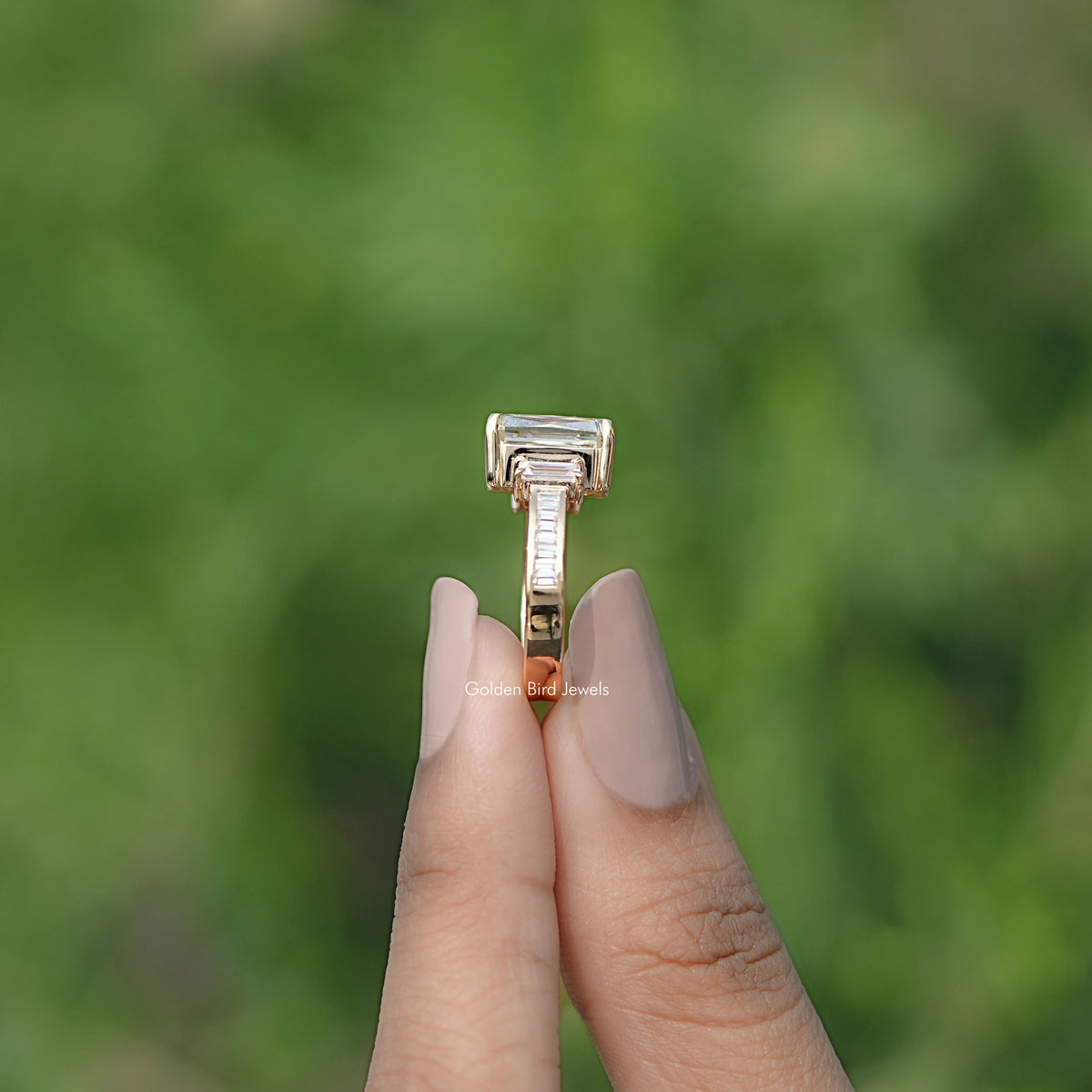 Criss Cut Moissanite Three Stone Ring