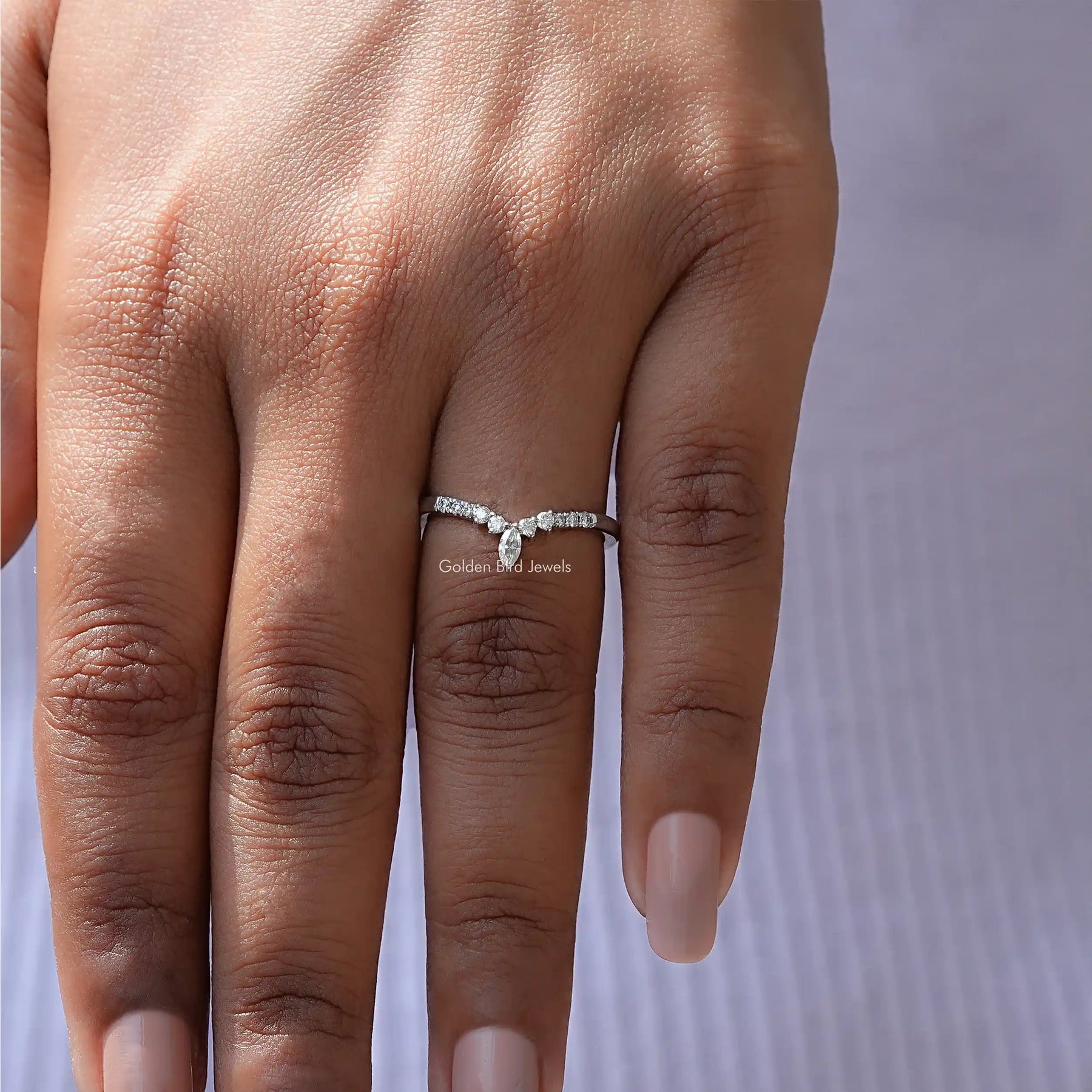 Marquise And Round Lab Diamond Chevron Band