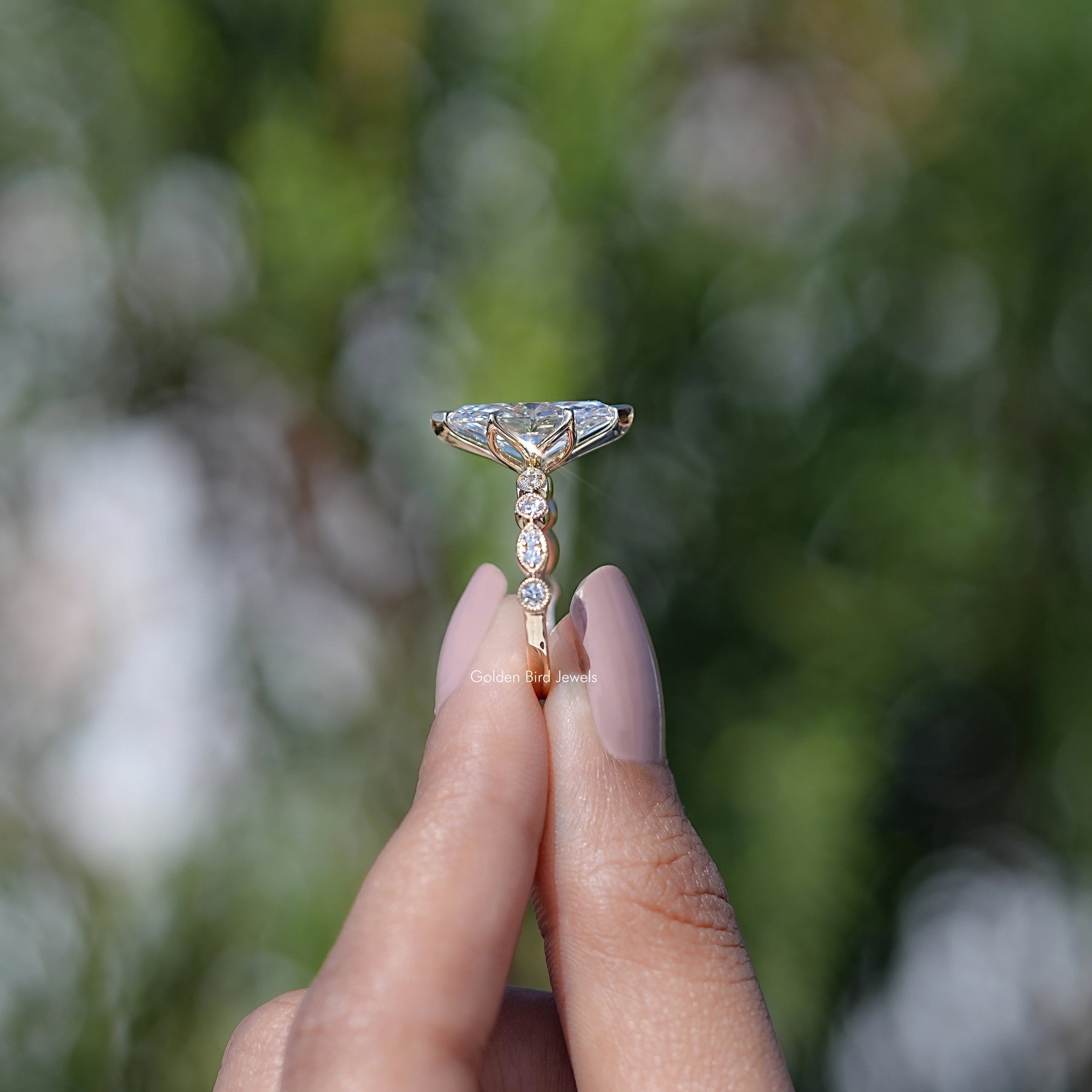 Side View of Marquise Cut crafted With Lab Diamonds