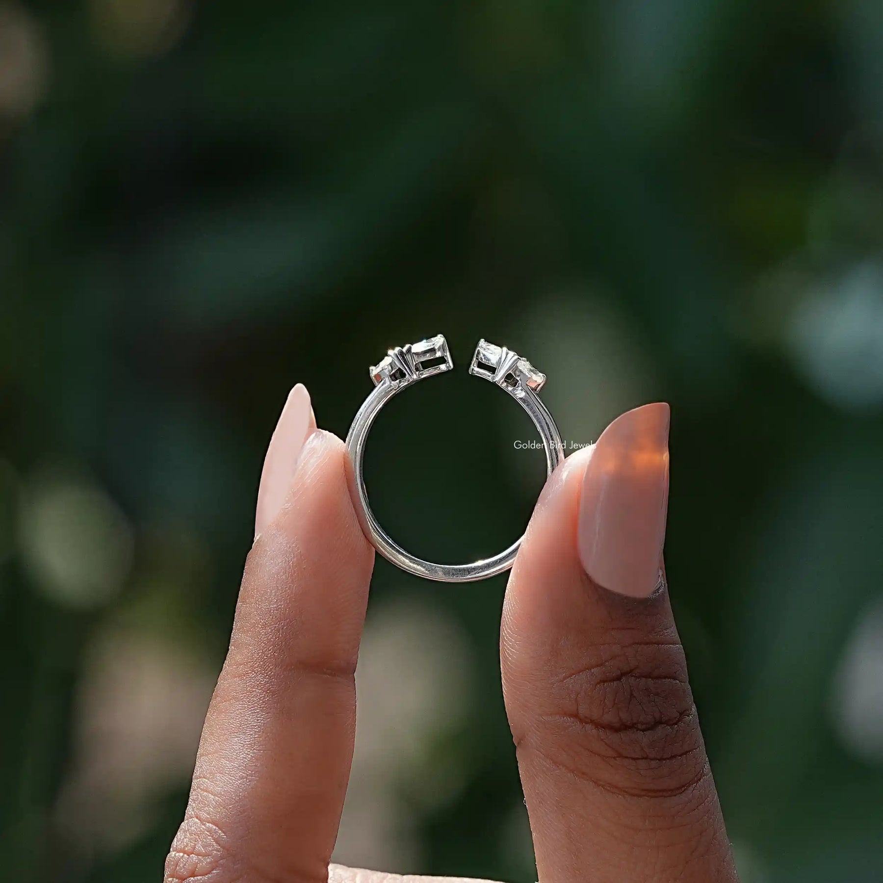 Marquise Lab Diamond Open Cuff Stacking Band