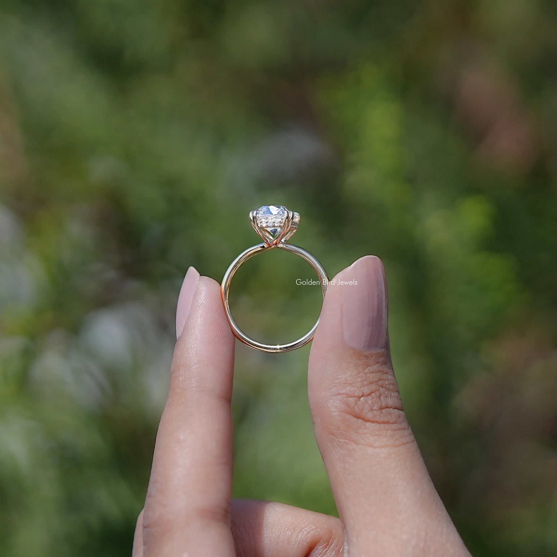 Old Mine Cushion Cut Lab Diamond Split Shank Ring