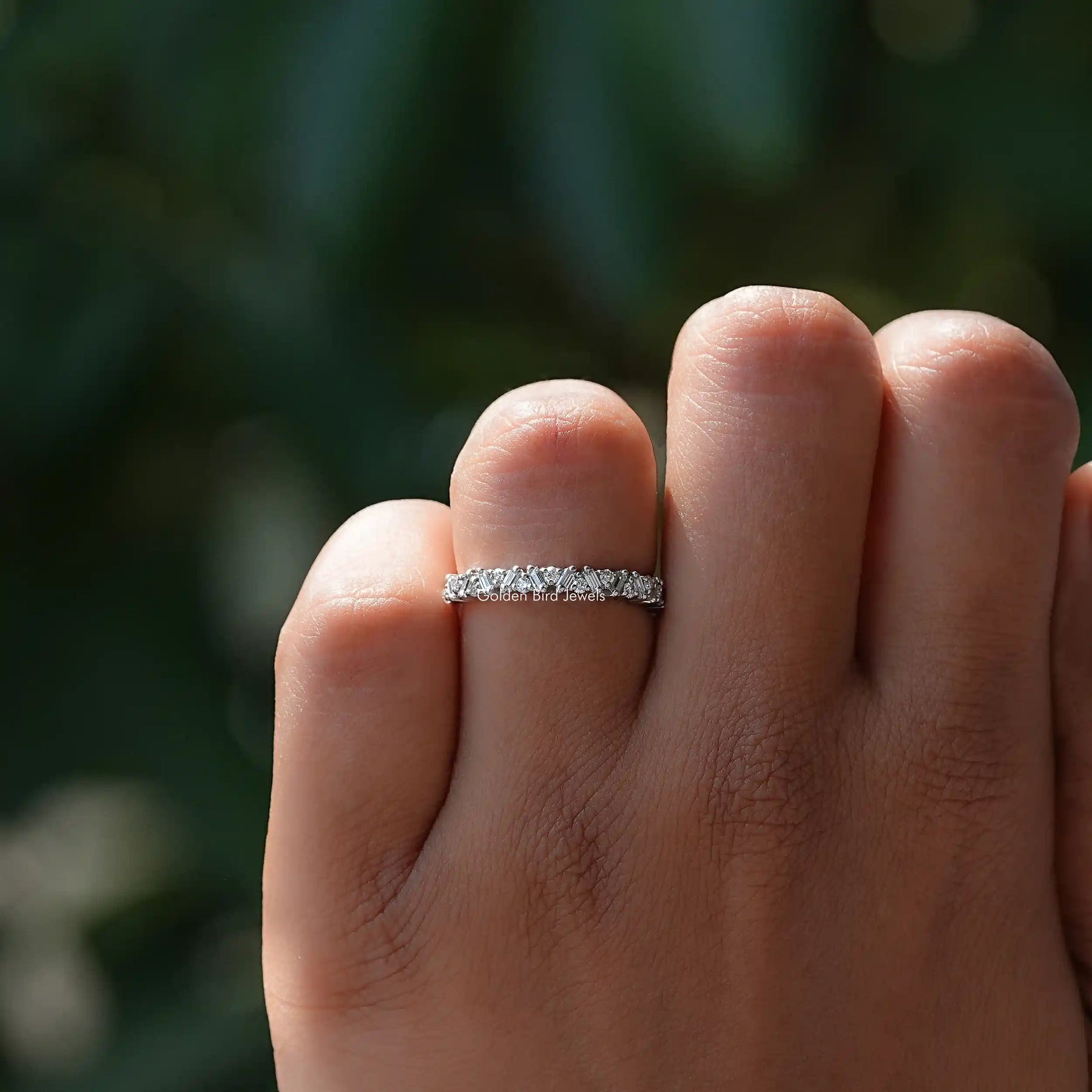 Round And Baguette Lab Diamond Half Eternity Band